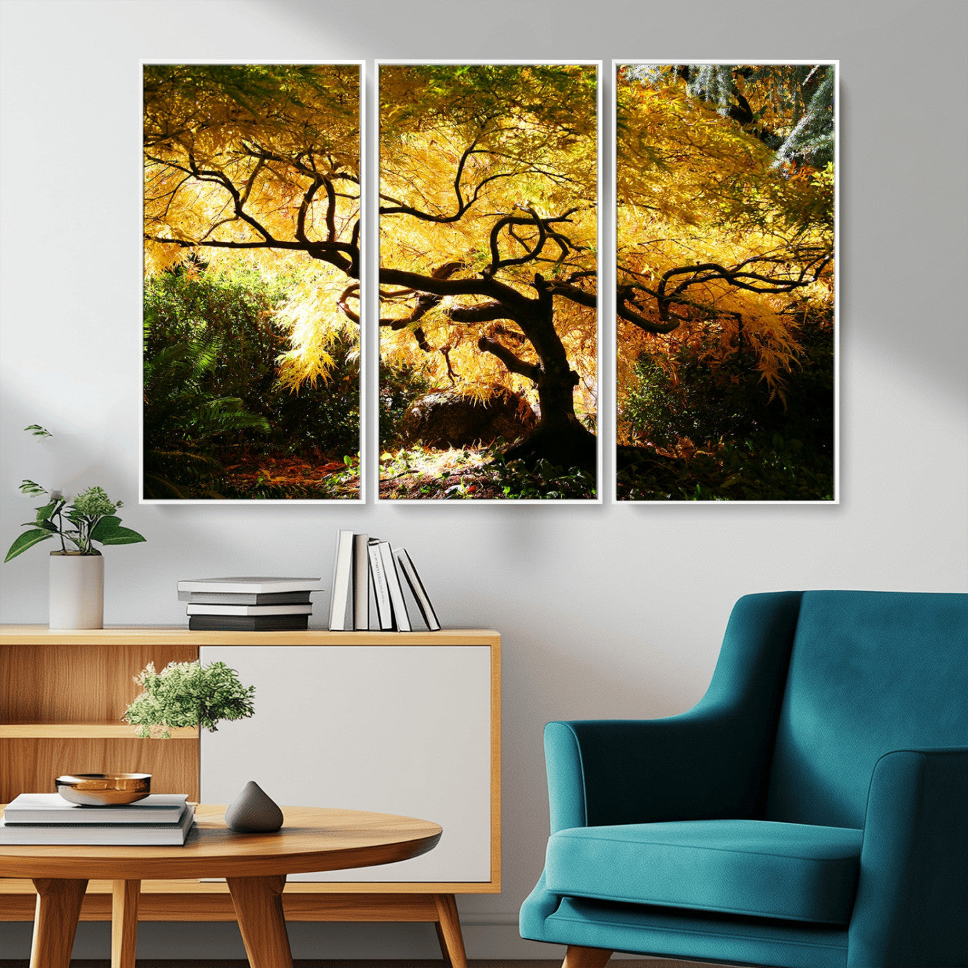 19067-MGV-CV-36X24-Golden Canopy Wall Art – Panoramic Autumn Tree Canvas Print, Warm Seasonal Decor for Living Room, Office or Garden Space