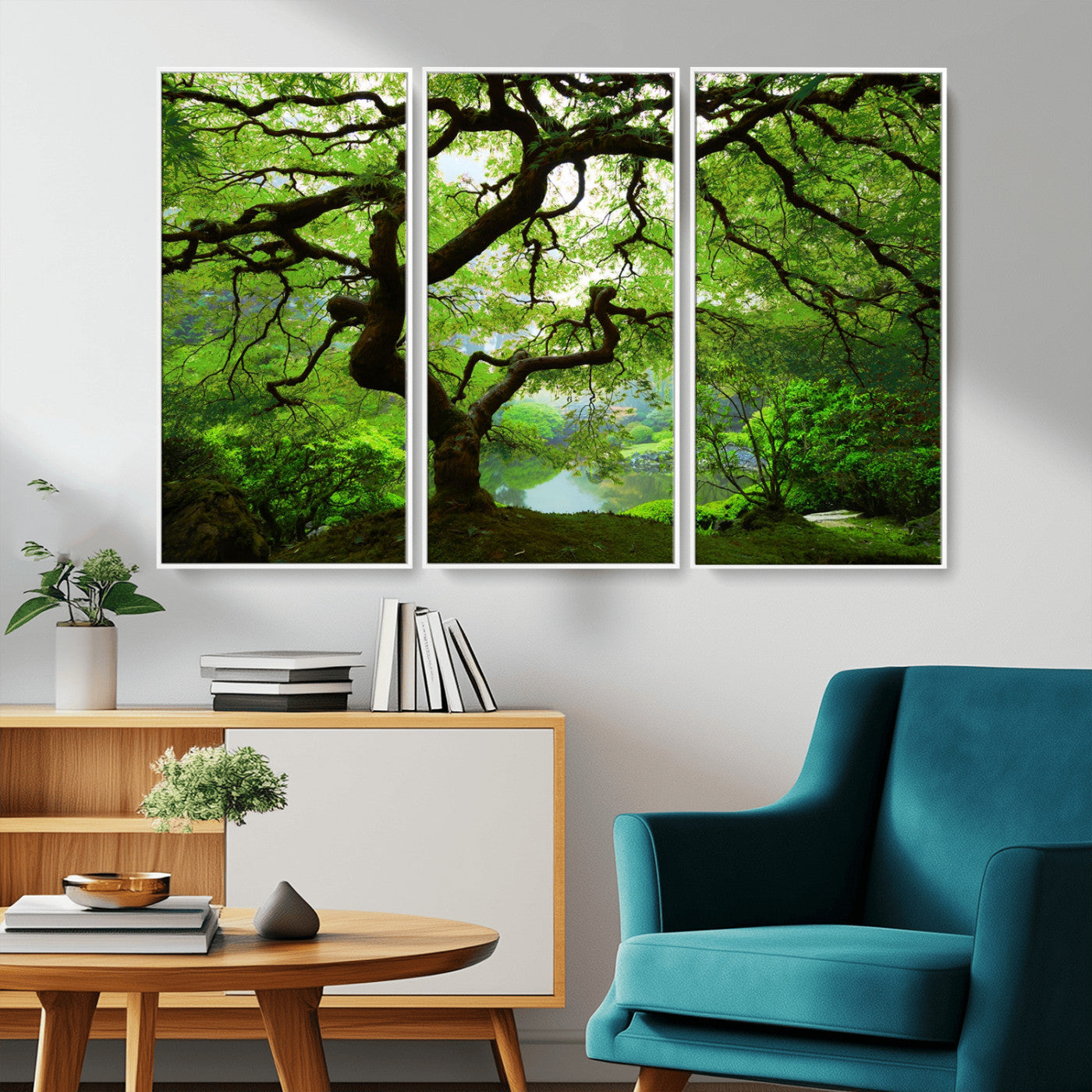 18094-MGV-CV-36X24-Emerald Canopy Wall Art – Panoramic Lush Green Tree Canvas Print, Serene Nature Decor for Office, Living Room or Meditation Space