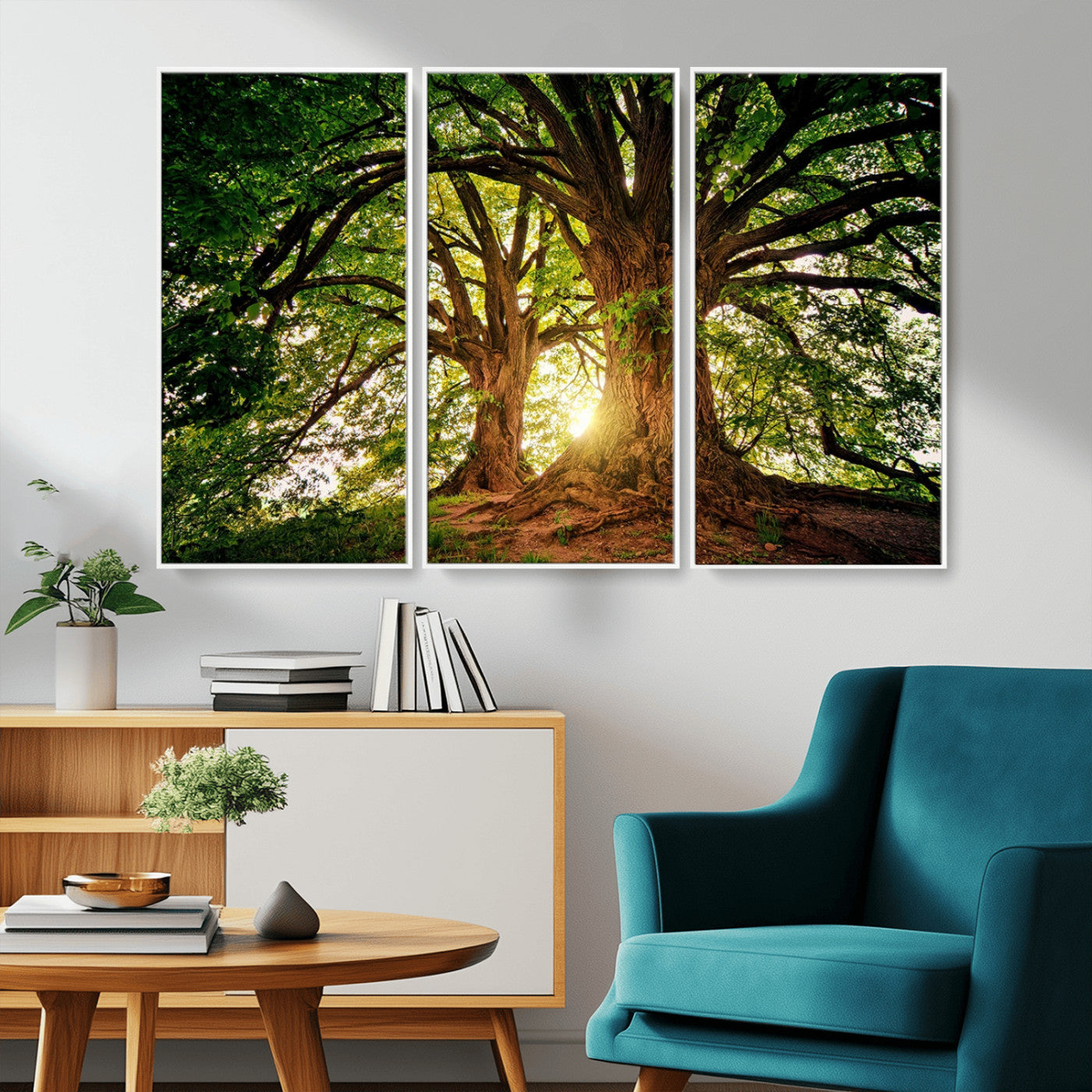 52150-MGV-CV-36X24-Majestic Tree Wall Art – Large Nature Canvas Print with Sunlight Through Branches, Rustic Forest Decor for Living Room, Bedroom or