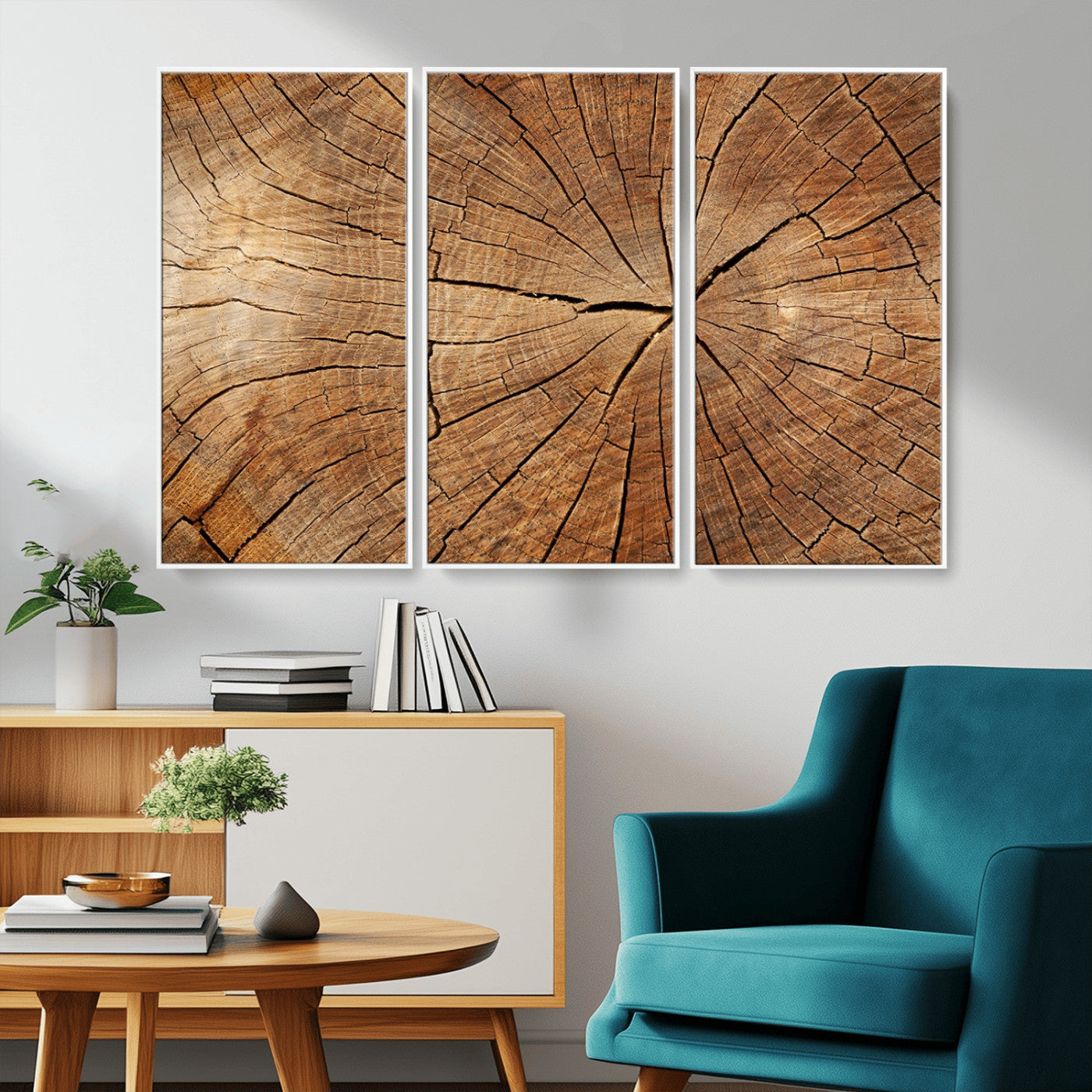61710-MGV-CV-36X24-Tree Rings Wall Art – Rustic Wood Grain Canvas Print of Tree Trunk Cross Section, Nature Inspired Decor for Cabin, Office, Living