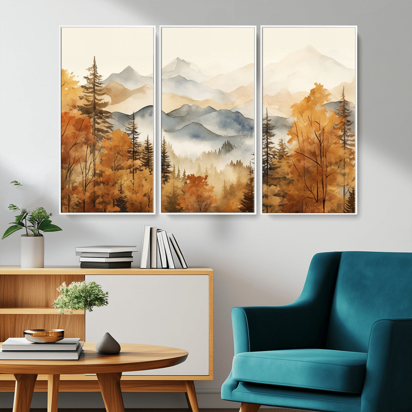 72950-MGV-CV-36X24-Autumn Mountain Forest Wall Art – Golden Fall Landscape Canvas Print, Nature-Inspired Home Decor for Living Room, Bedroom or