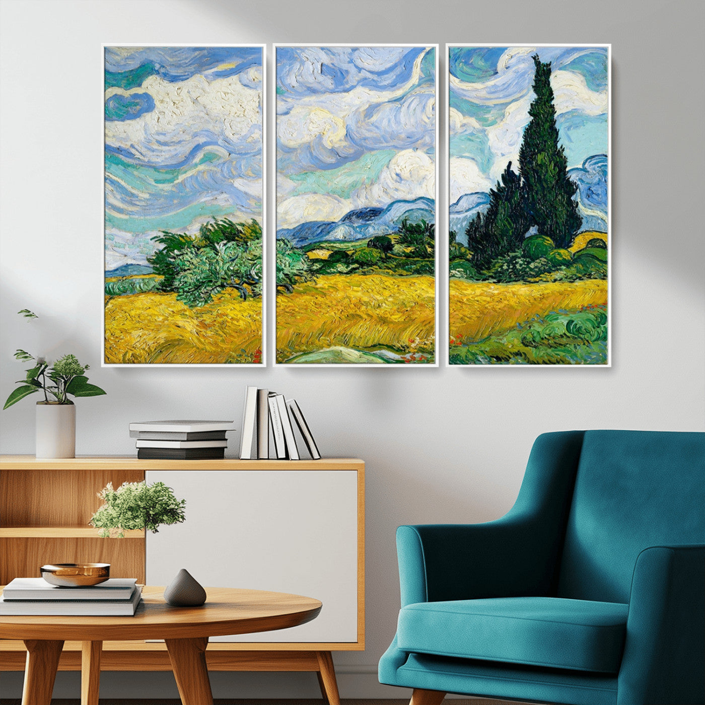 97252-MGV-CV-36X24-Wheat Field with Cypress – Van Gogh Wall Art, Impressionist Landscape Canvas Print, Rustic Home Decor for Living Room or Office