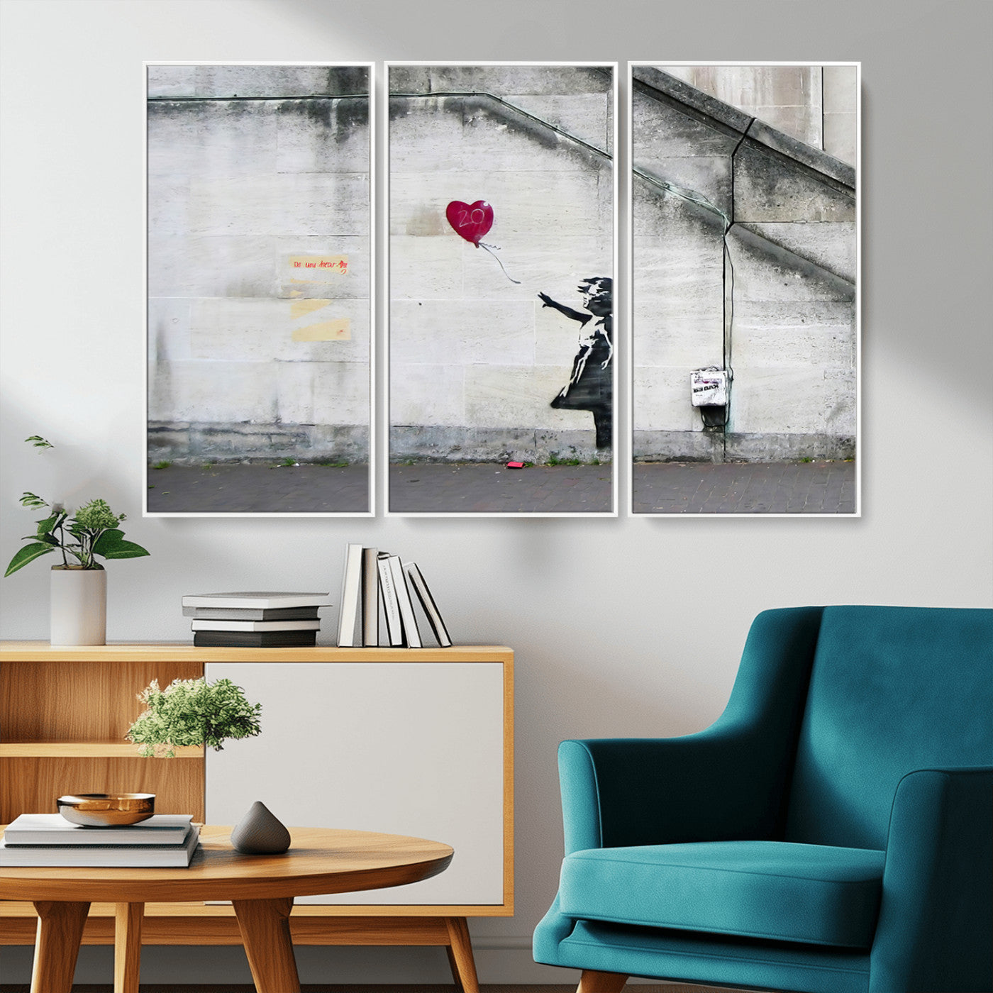 50559-MGV-CV-36X24-Banksy Girl with Balloon Wall Art – Famous Street Graffiti Canvas Print, Modern Urban Artwork for Living Room, Bedroom or Office