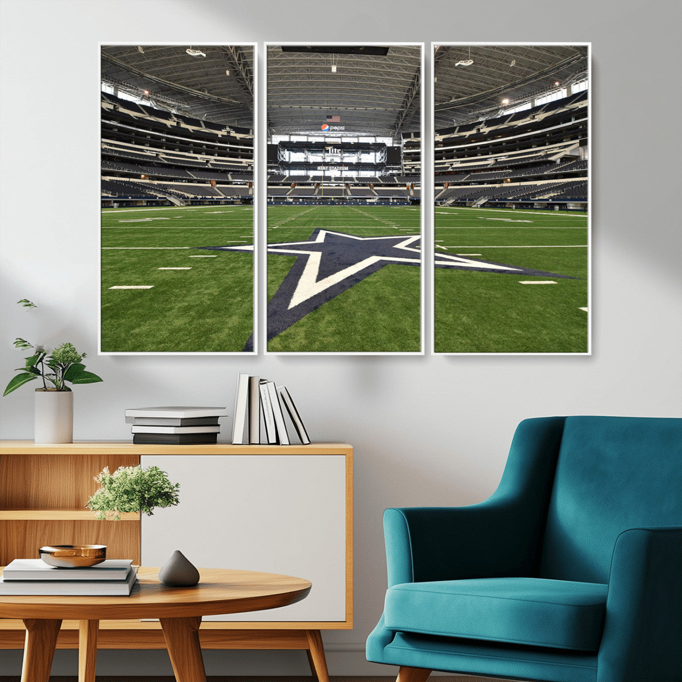 14834-MGV-CV-36X24-Dallas Att Stadium Wall Art Canvas Print, Framed Texas NFL Stadium Art Picture Print, American Football Stadium Perfect Sports