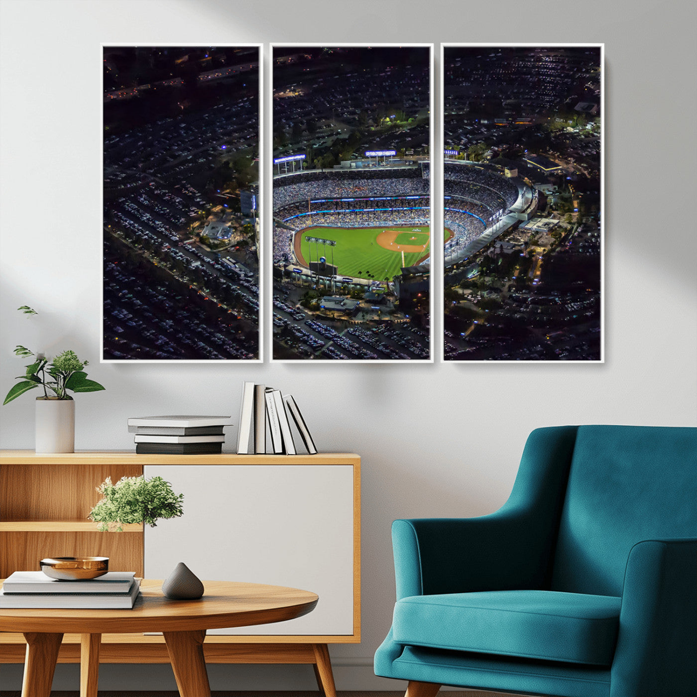 16515-MGV-CV-36X24-Dodgers Stadium Wall Art Canvas Print, Framed Baseball Stadium Art Picture Print, Dodgers Field Perfect Sport Room Decor Artwork