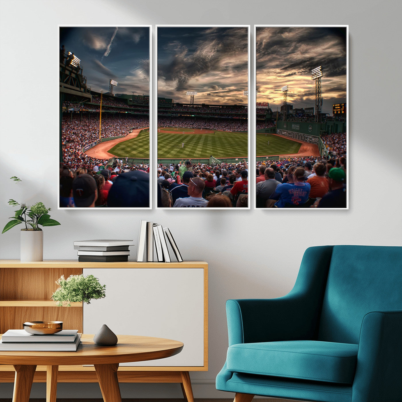 53432-MGV-CV-36X24-Fenway Park Stadium Wall Art Canvas Print, Framed Boston Baseball Stadium Art Picture Print, Massachusetts Fenway Park Perfect