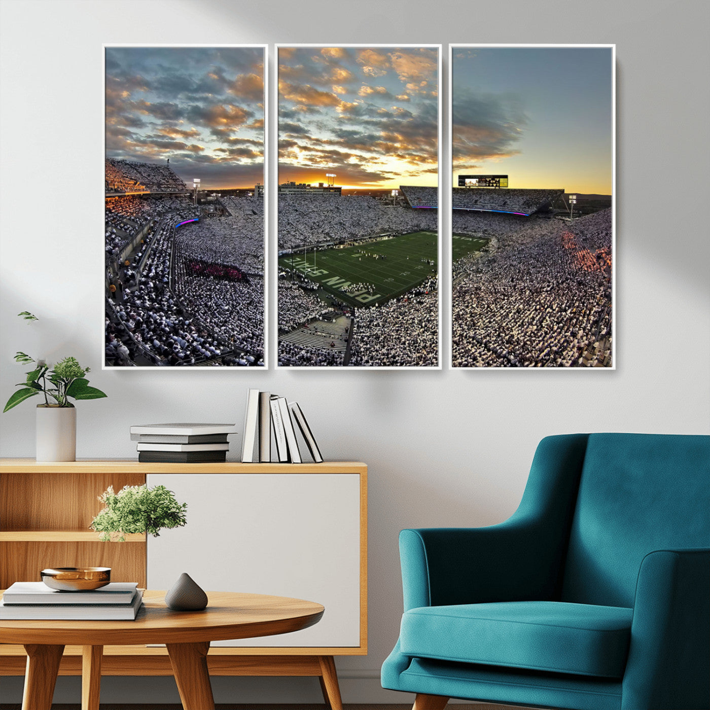 38807-MGV-CV-36X24-Beaver Stadium Wall Art Canvas Print, Framed Beaver Stadium Field Art Picture Print, Football Stadium Perfect Sport Room Decor
