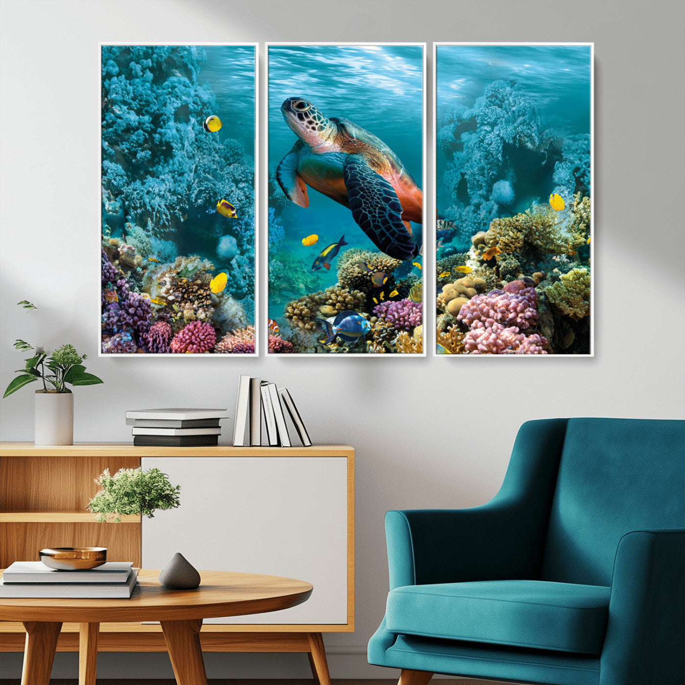 38661-MGV-CV-36X24-Sea Turtle Wall Art Canvas Print, Framed Ocean Wildlife Art Picture Print, Turtle Perfect Coastal Nature Decor Artwork