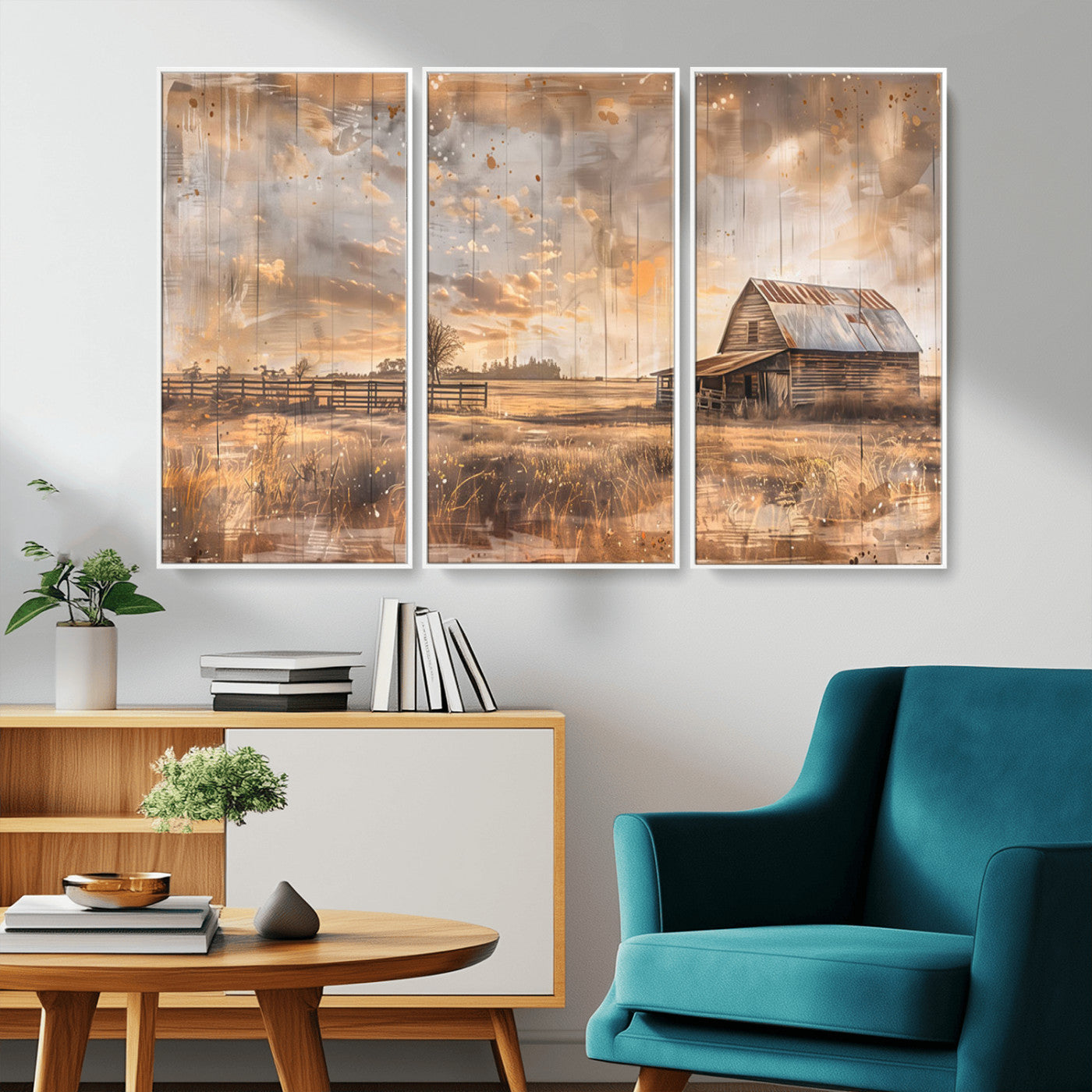 FARM2-MGV-CV-36X24-Rustic Farmhouse Wall Art Canvas Print, Framed Old Barn Art Picture Print, Southwestern Farmhouse Perfect Rustic Decor Artwork