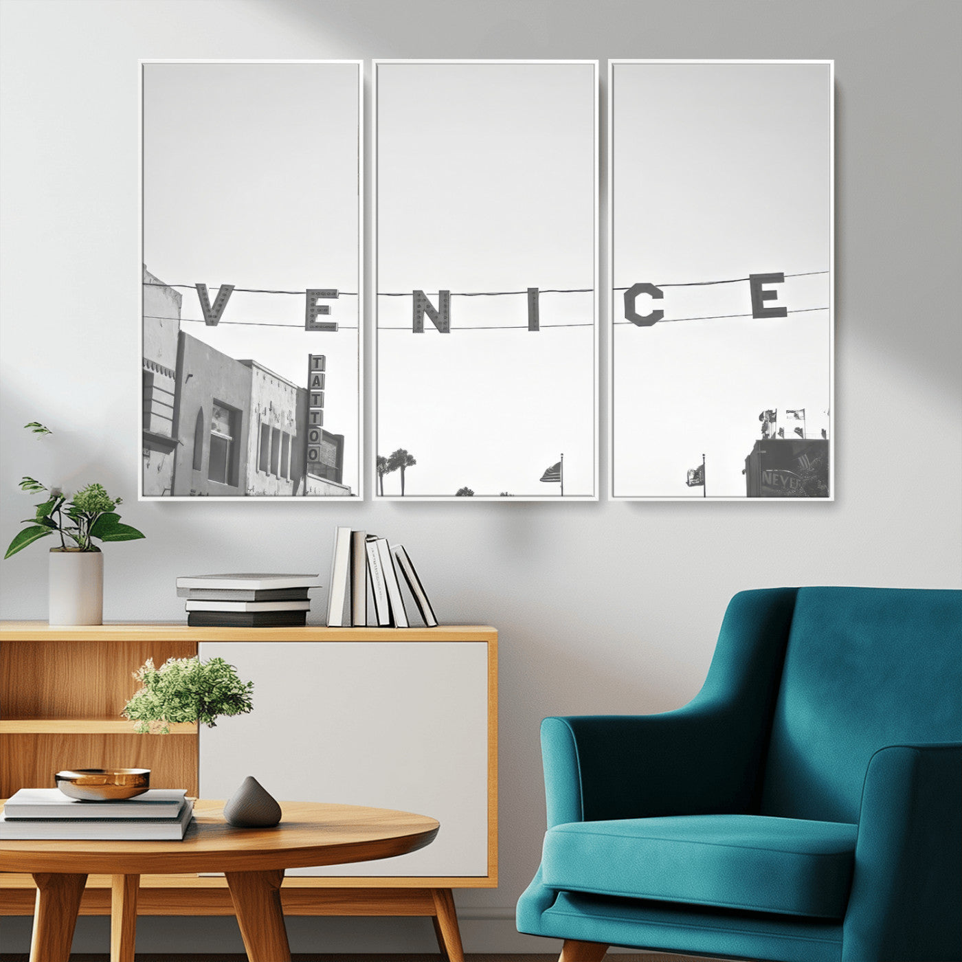 68254589-MGV-CV-36X24-Venice Sign Wall Art Canvas Print, Framed Venice Letters Art Picture Print, Los Angeles Perfect Minimalist Urban Decor Artwork