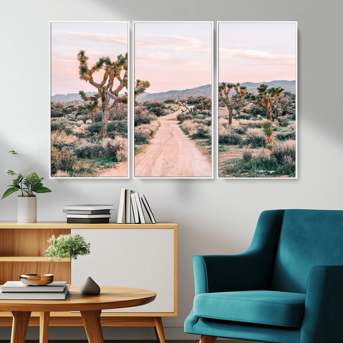 12540952-MGV-CV-36X24-Joshua Tree Park Wall Art Canvas Print, Framed Desert Road Art Picture Print, Sunset Drive Perfect Southwestern Boho Decor Artwork