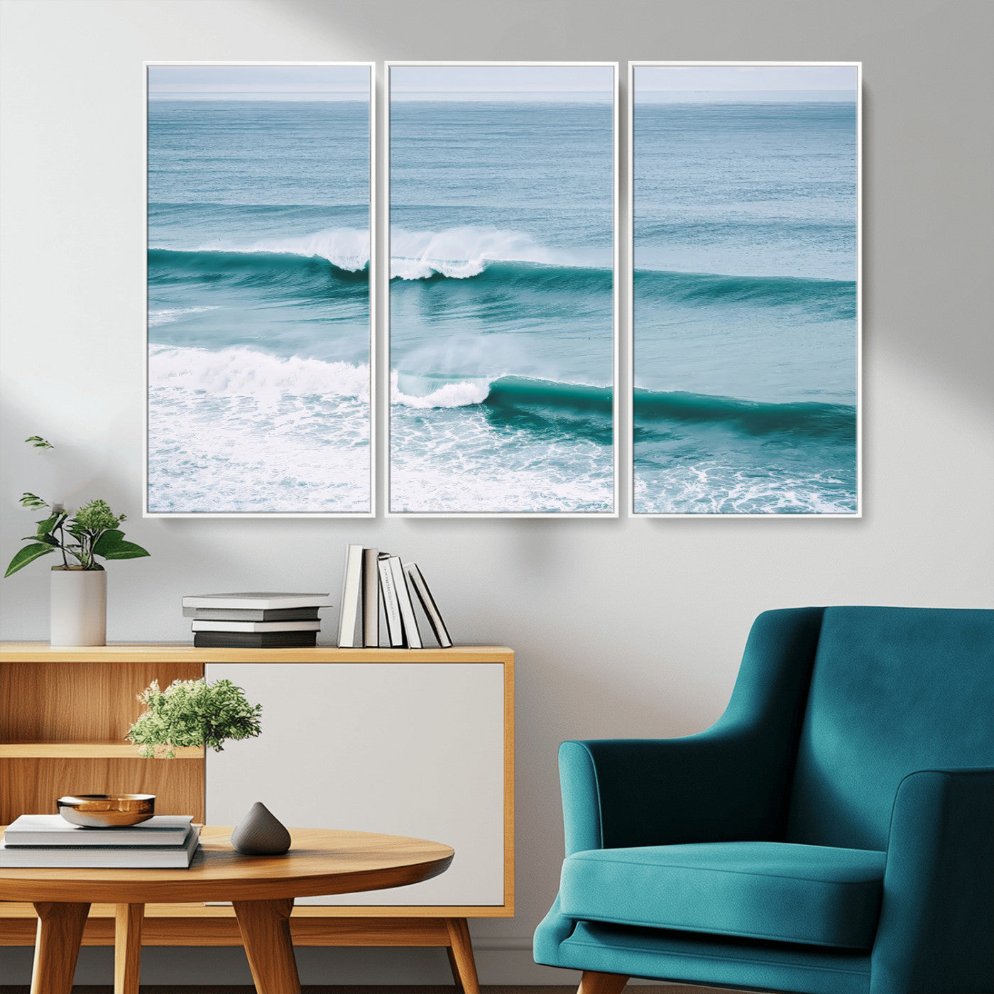 73692470-MGV-CV-36X24-Ocean Swell Wall Art Canvas Print, Framed Surf Waves Art Picture Print, Blue Water Perfect Coastal Dynamic Decor Artwork