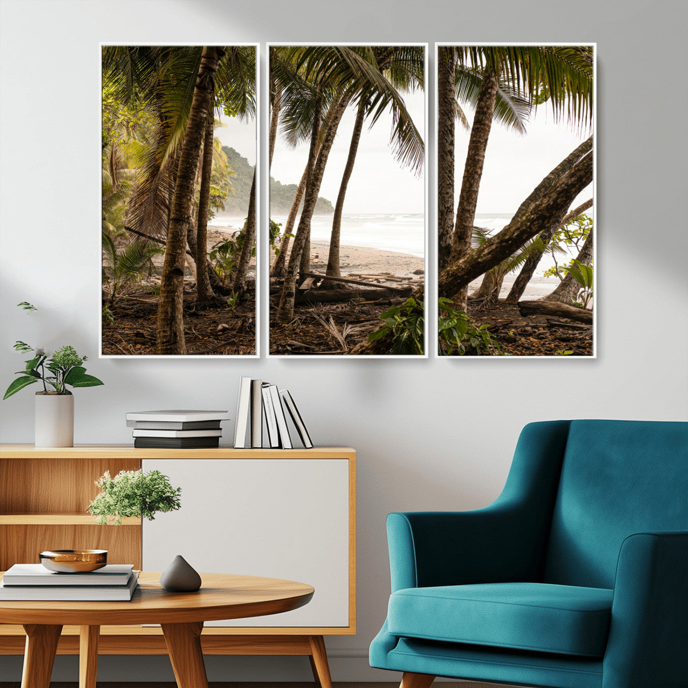 92093951-MGV-CV-36X24-Tropical Jungle Wall Art Canvas Print, Framed Palm Tree Forest Art Picture Print, Coastal Escape Perfect Jungle Retreat Decor