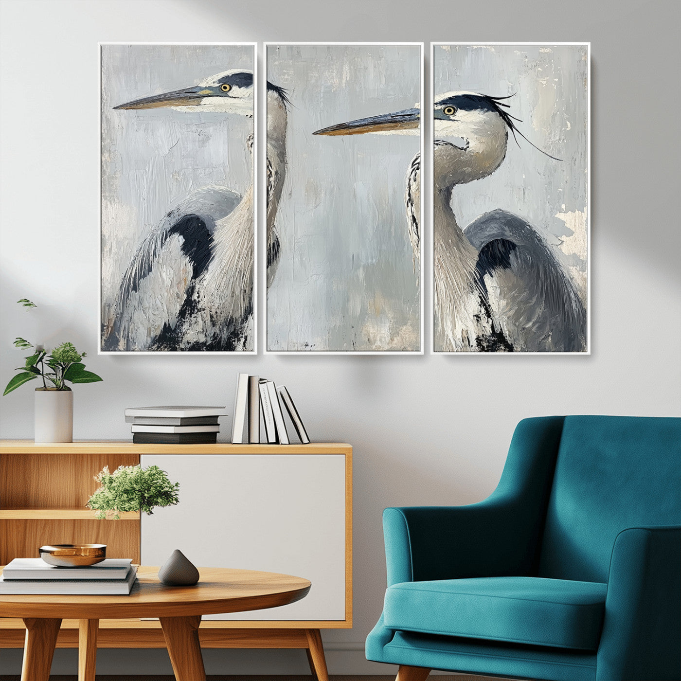 19427826-MGV-CV-36X24-Bird Canvas Decor Wall Art Canvas Print, Framed Coastal Bird Pair Art Picture Print, Minimalist Wildlife Wall Perfect Coastal