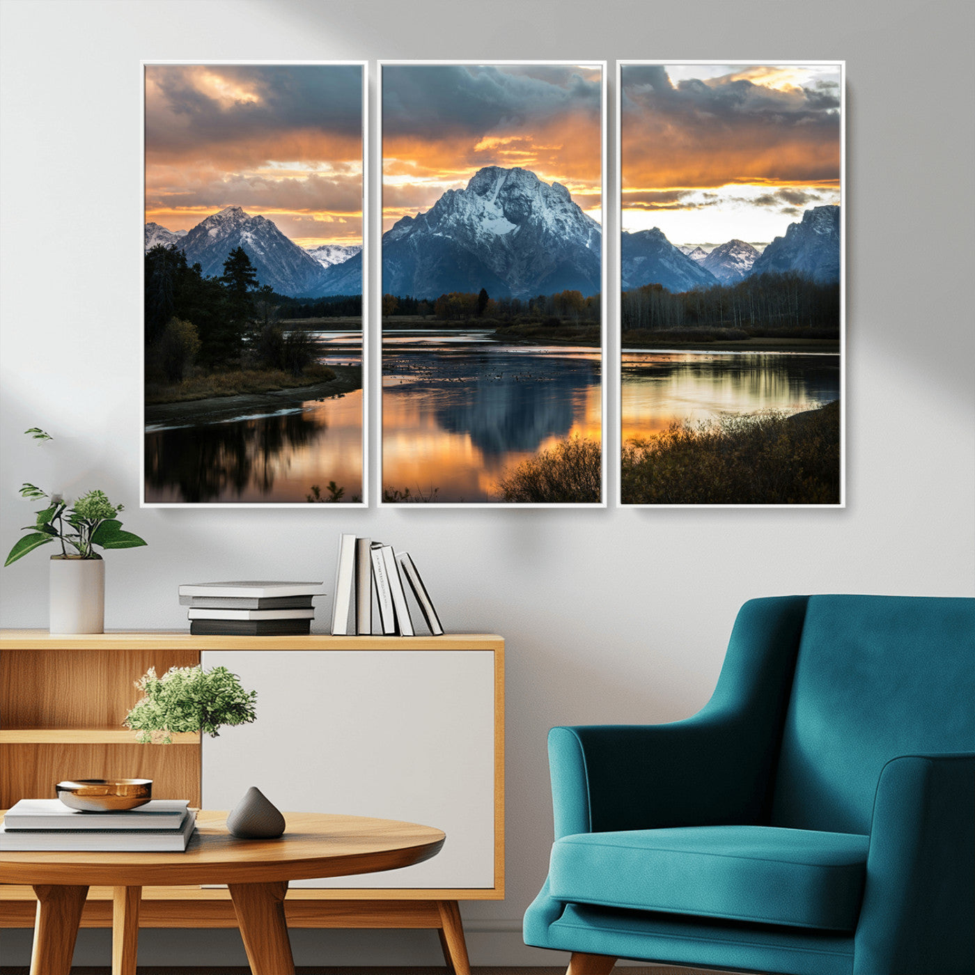 14130176-MGV-CV-36X24-Mountain Sunset Wall Art Canvas Print, Framed Alpine Wilderness Art Picture Print, Golden Hour Perfect Rustic Wilderness Decor