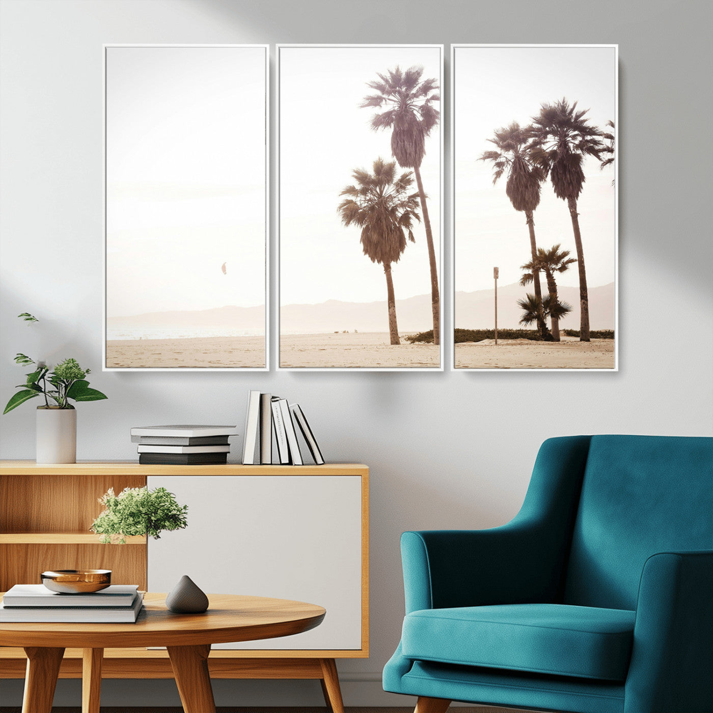 48255923-MGV-CV-36X24-Coastal Light Wall Art Canvas Print, Framed Relaxing Shoreline Art Picture Print, Minimalist Ocean Perfect Tropical Serenity Decor