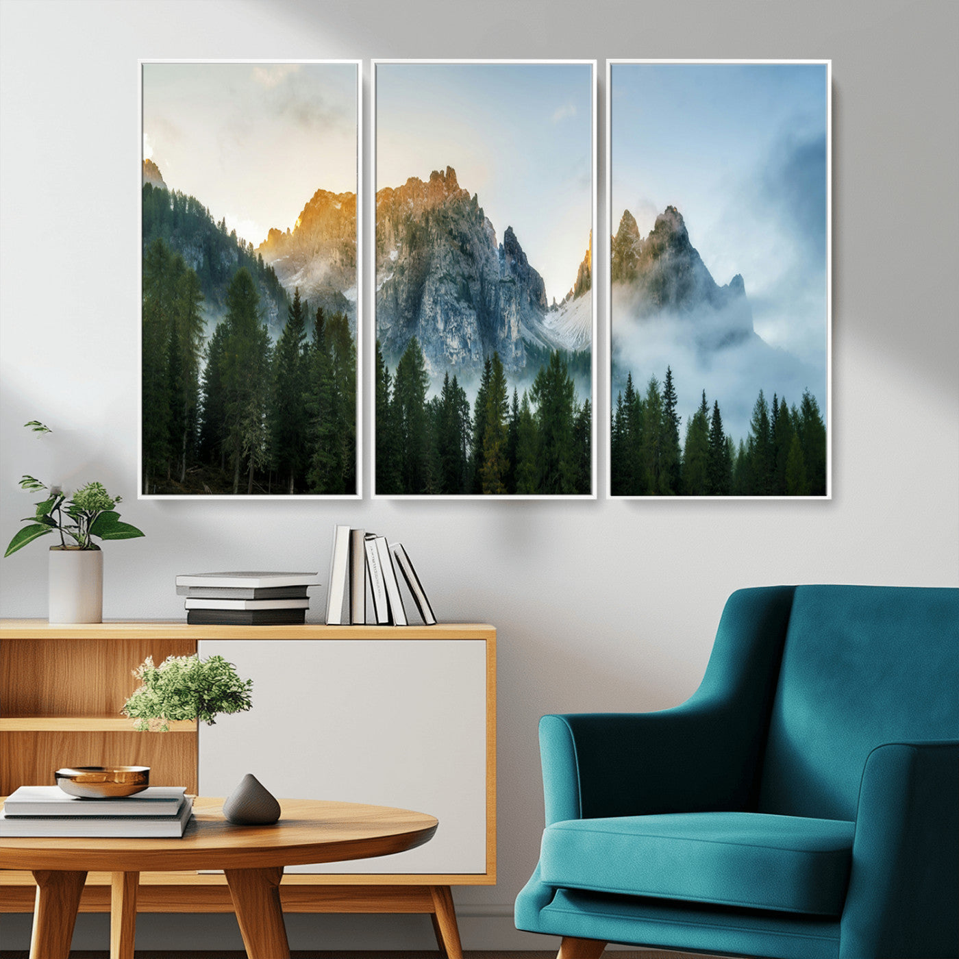 21145440-MGV-CV-36X24-Wilderness Wall Art Wall Art Canvas Print, Framed Nature Landscape Decor Art Picture Print, Misty Forest Photography Perfect