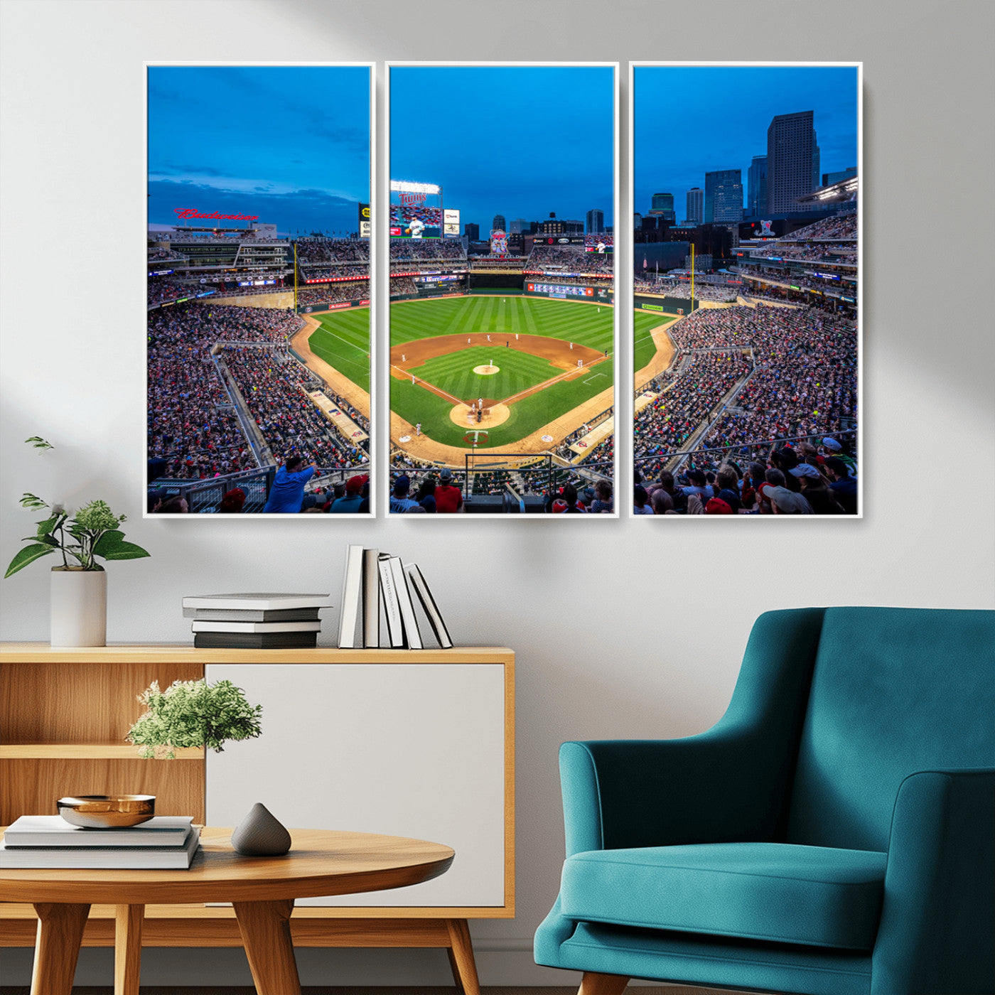 77273035-MGV-CV-36X24-Baseball Stadium Wall Art – Panoramic Evening Game Canvas Print, Sports Fan Decor for Man Cave, Office, Bar, or Living Room