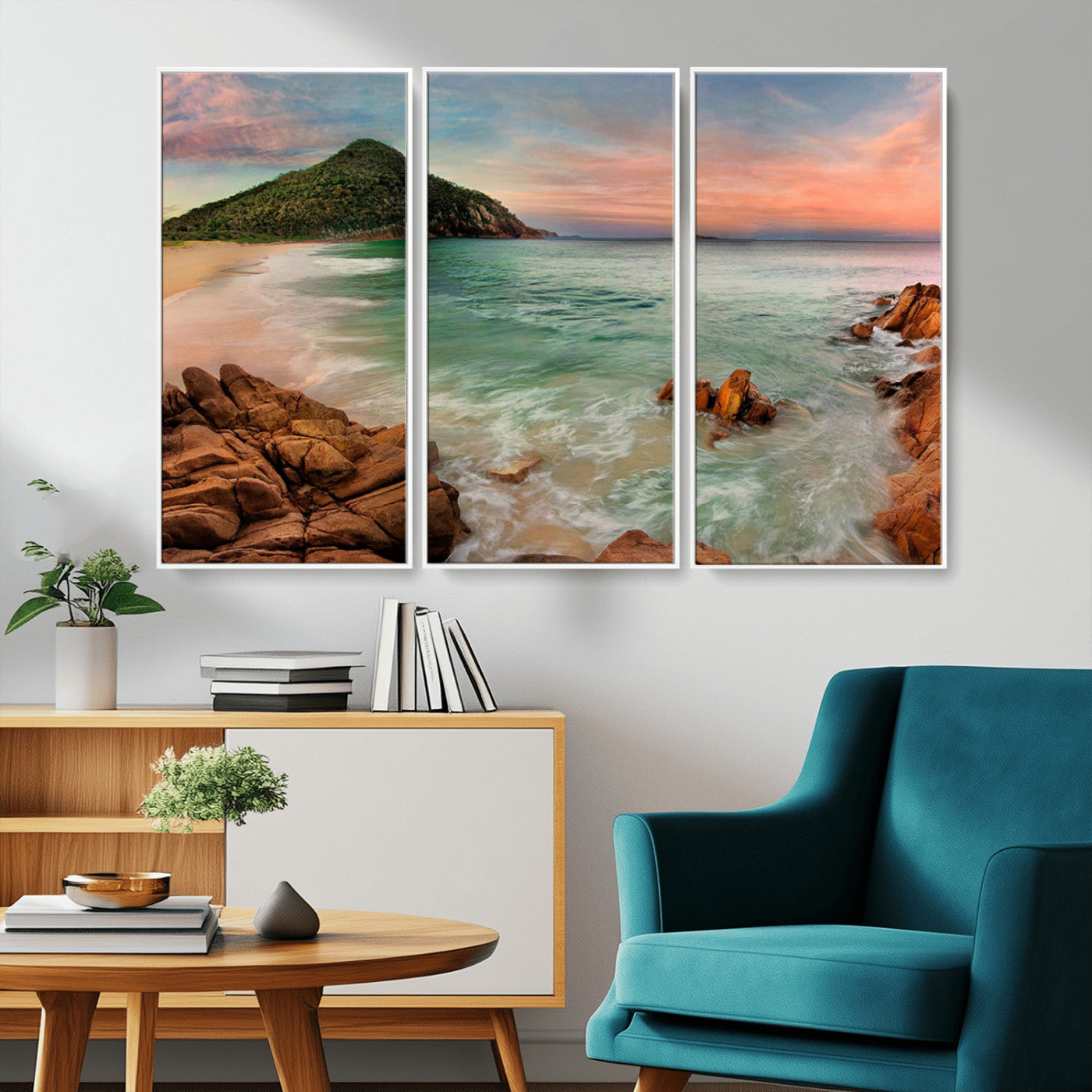 53831025-MGV-CV-36X24-Coastal Landscape Wall Art – Tropical Beach Ocean Canvas Print, Sunset Mountain View Photography Decor for Living Room, Bedroom,