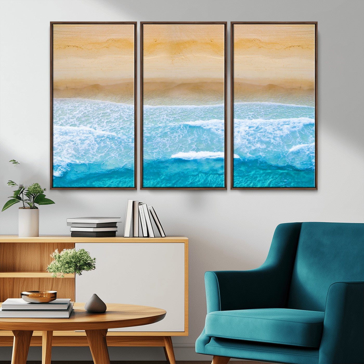 43046-MGV-CV-36X24-Aerial Beach Wall Art – Serene Ocean Waves & Sandy Shore Canvas Print, Coastal Home Decor for Living Room, Bedroom or Office