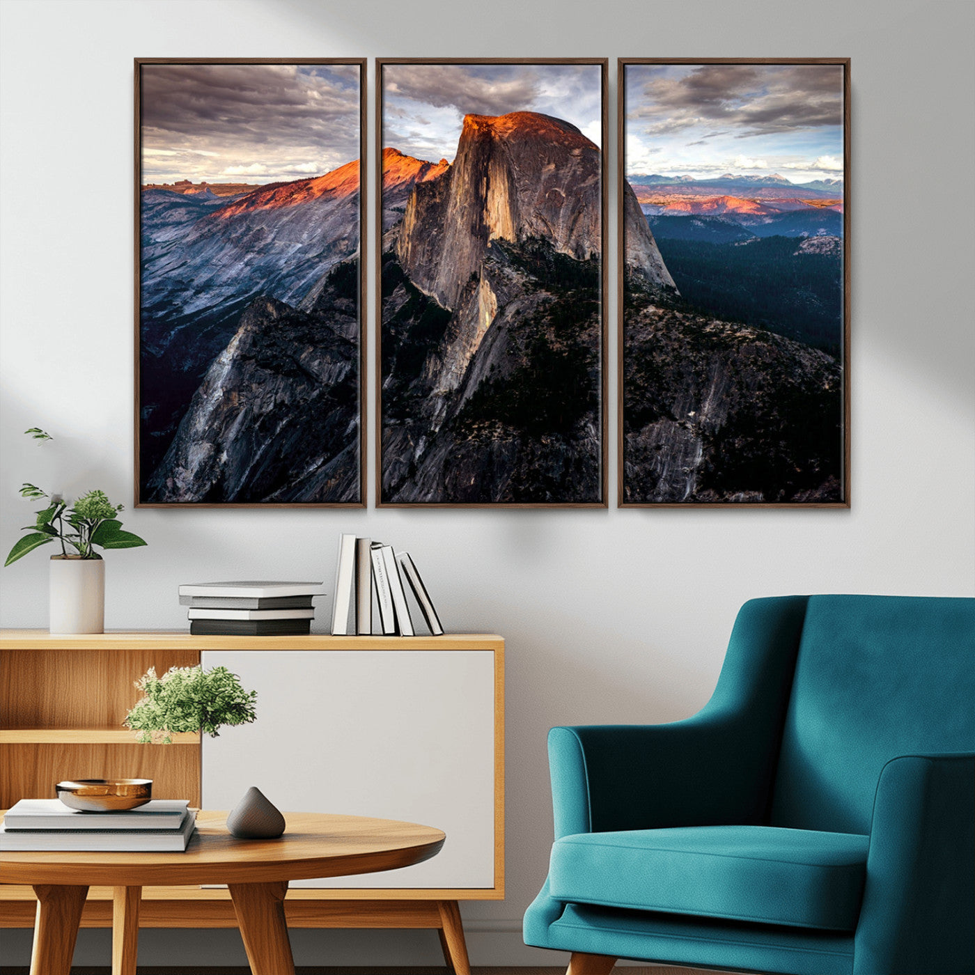 31332-MGV-FC-48X32-3P_Walnut-Mountain Landscape Wall Art – Majestic Sunset Rock Formation Canvas Print, Nature Scenic Decor for Living Room, Office, Cabin or