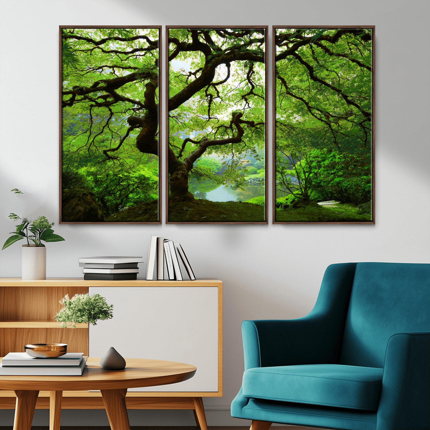 18094-MGV-CV-36X24-Emerald Canopy Wall Art – Panoramic Lush Green Tree Canvas Print, Serene Nature Decor for Office, Living Room or Meditation Space