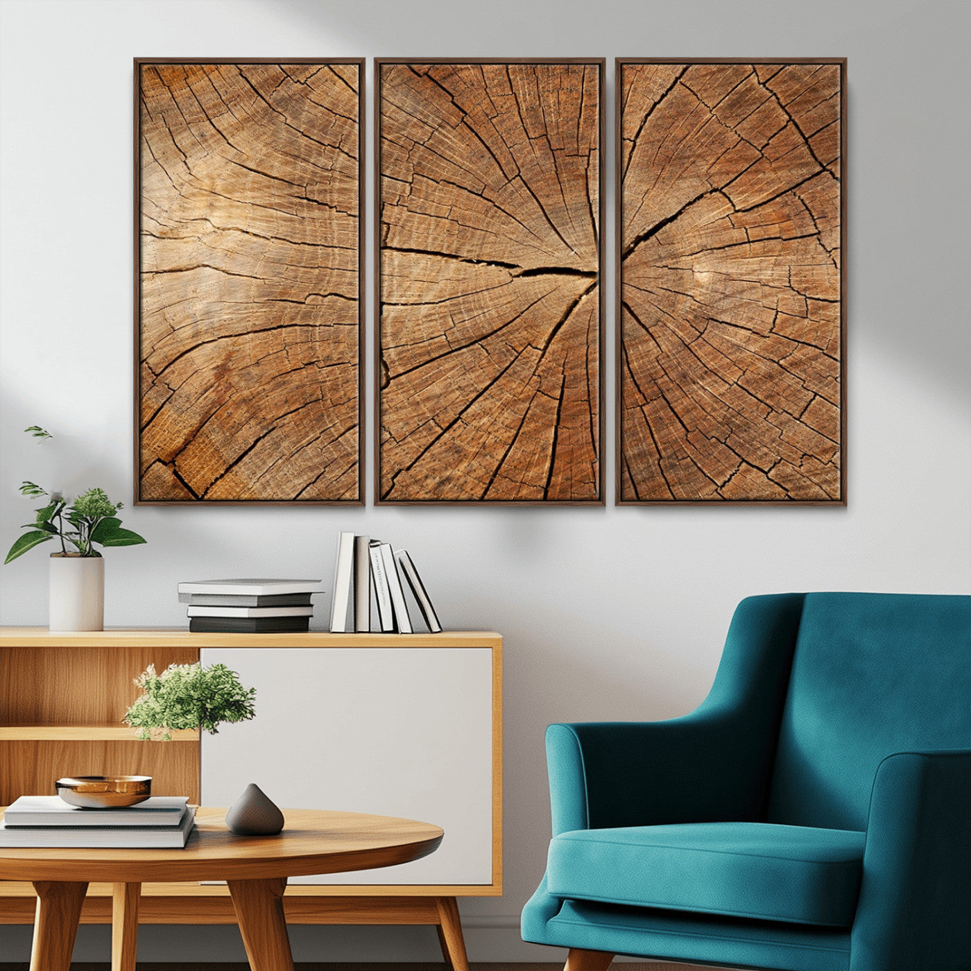 61710-MGV-CV-36X24-Tree Rings Wall Art – Rustic Wood Grain Canvas Print of Tree Trunk Cross Section, Nature Inspired Decor for Cabin, Office, Living