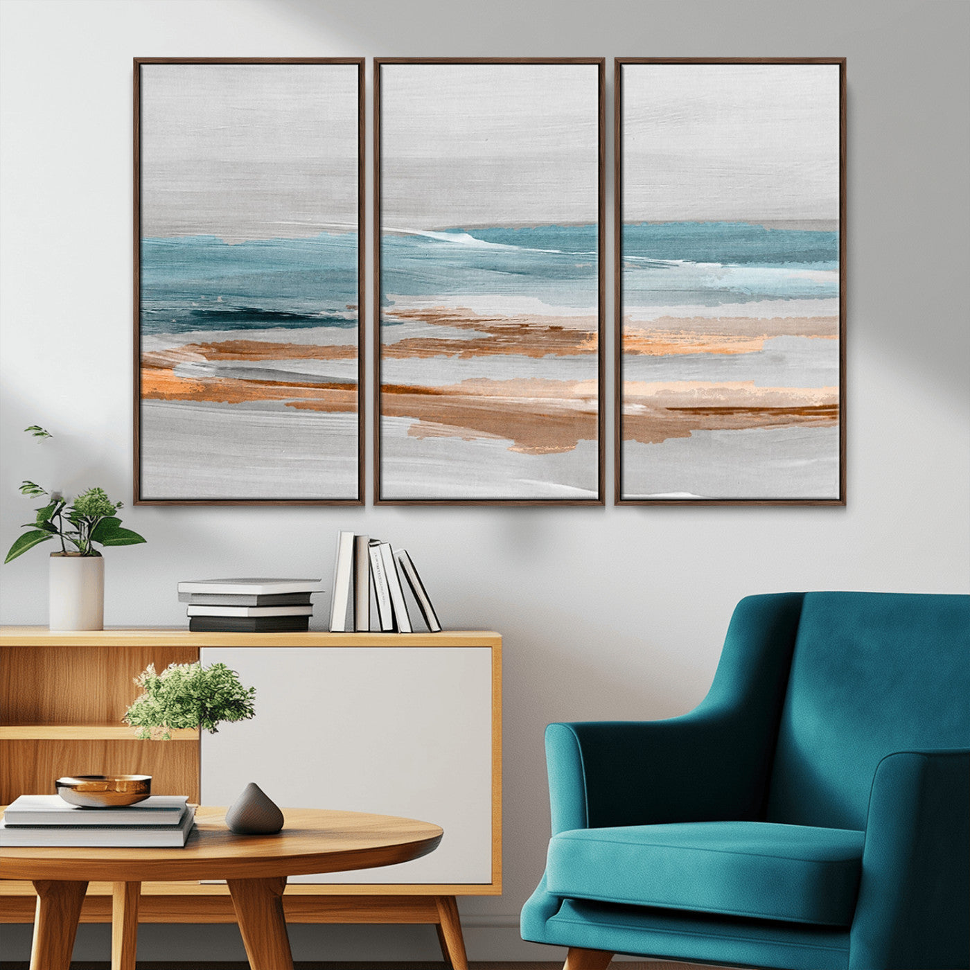 23430-MGV-CV-36X24-Abstract Coastal Wall Art – Modern Ocean Horizon Canvas Print, Minimalist Beach Scene Painting for Bedroom, Living Room, Office or