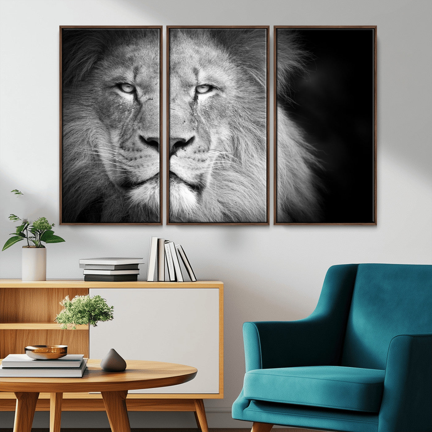 94453-MGV-CV-36X24-Lion Portrait Wall Art – Black and White King of the Jungle Canvas Print, Safari Wildlife Decor for Office, Bedroom, or Living