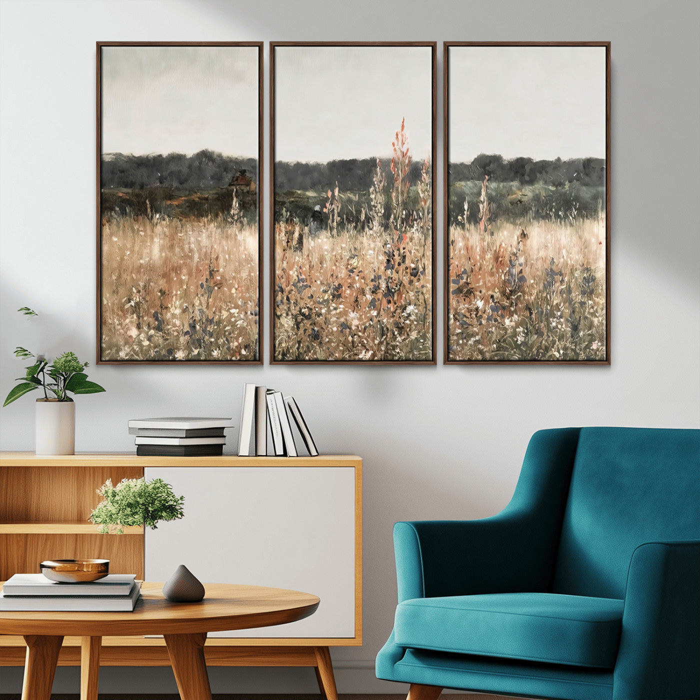 46308-MGV-CV-36X24-Wildflower Field Wall Art – Rustic Meadow Landscape Canvas Print, Country Nature Decor for Living Room, Bedroom or Farmhouse