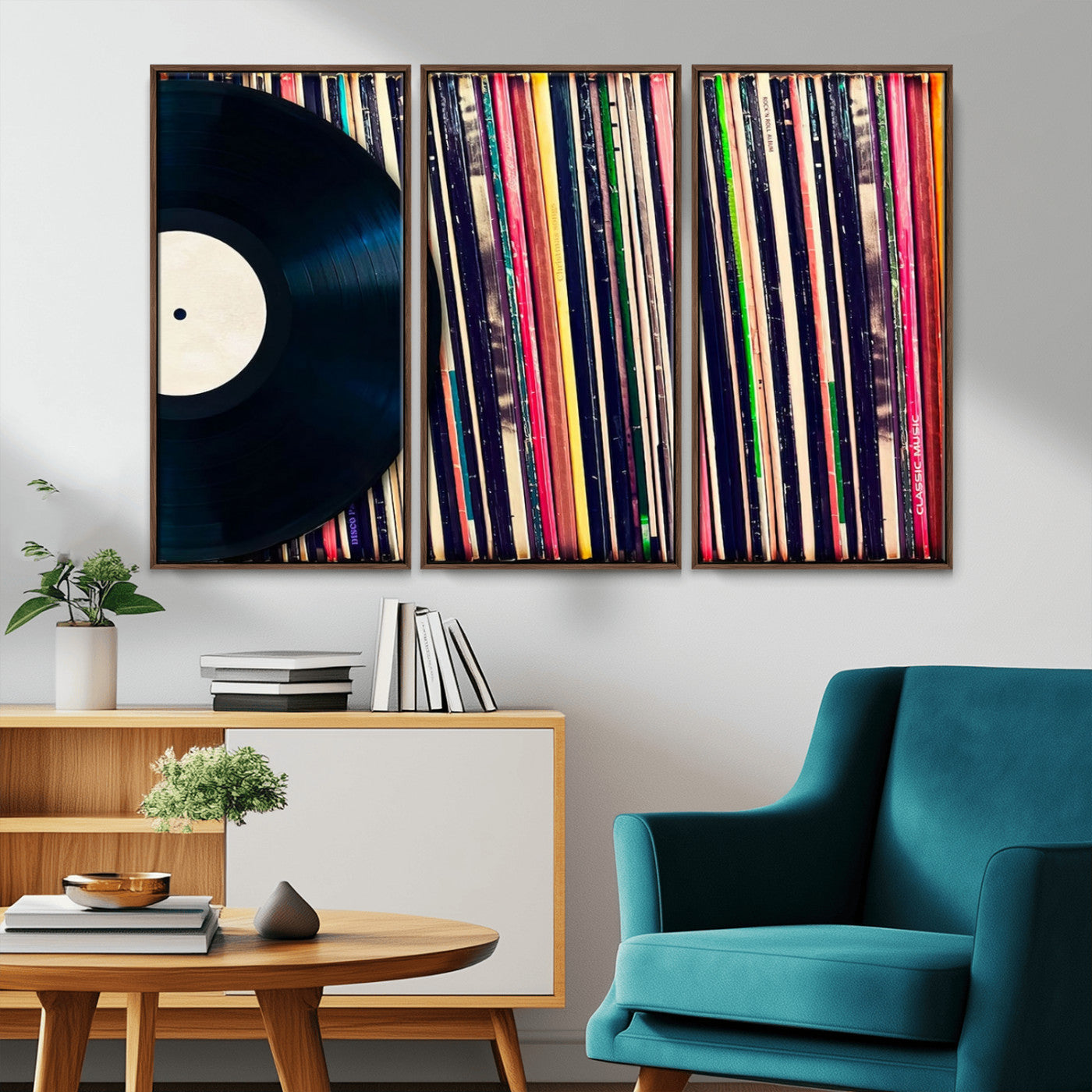 45029-MGV-FC-48X32-3P_Walnut-Misty Pine Forest Wall Art – Black and White Landscape Canvas Print, Foggy Trees Nature Photography, Modern Minimalist Decor for