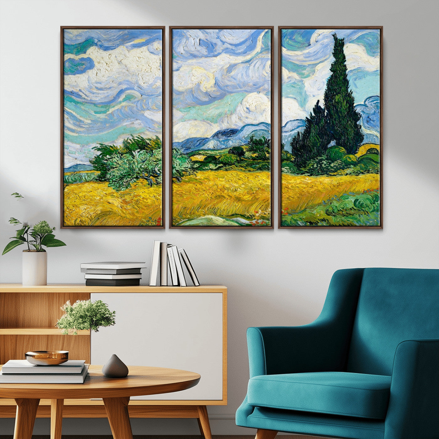 97252-MGV-CV-36X24-Wheat Field with Cypress – Van Gogh Wall Art, Impressionist Landscape Canvas Print, Rustic Home Decor for Living Room or Office