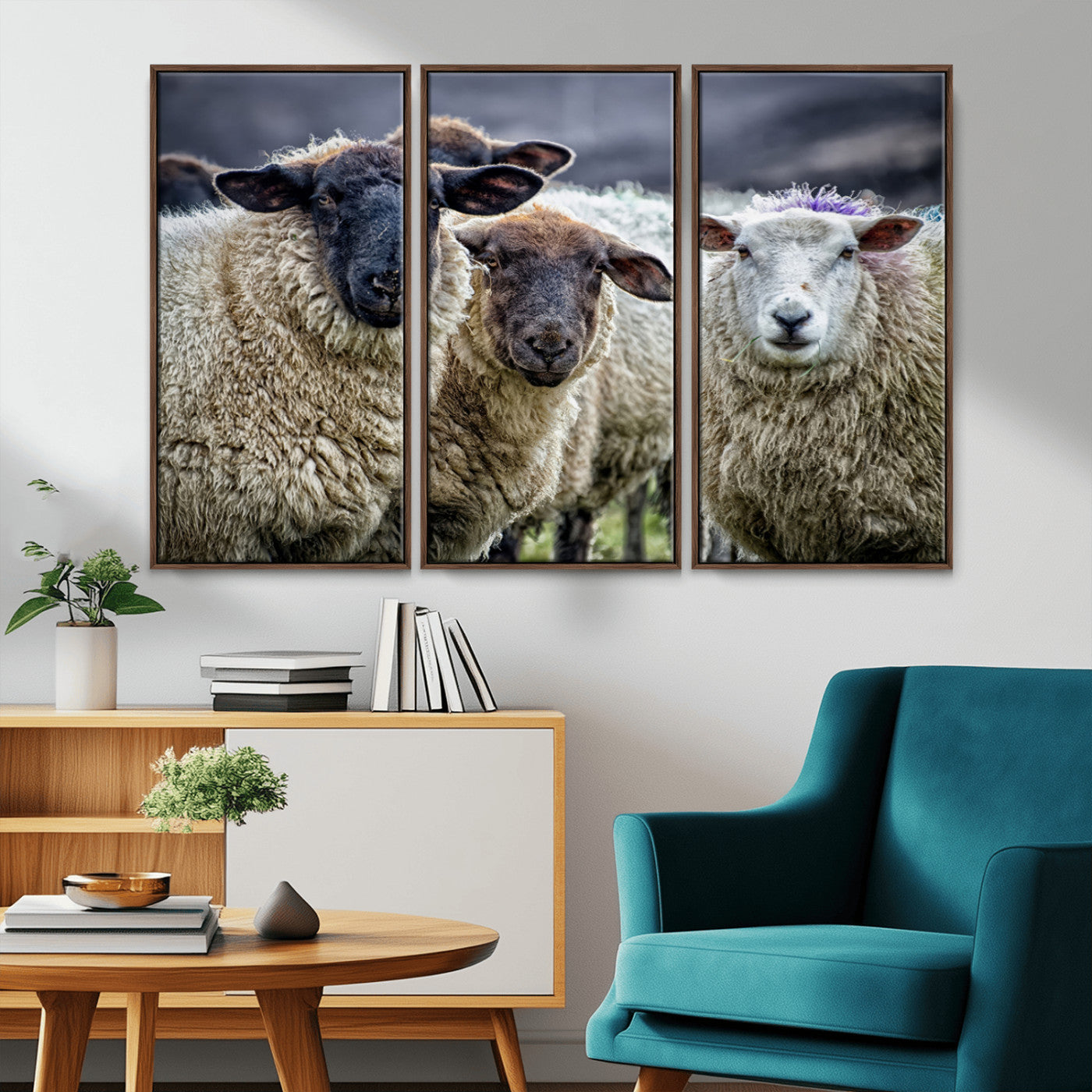 18418-MGV-CV-36X24-Sheep Wall Art Canvas Print, Framed Farmhouse Sheep Art Picture Print, Sheep Herd Perfect Rustic Farmhouse Decor Artwork