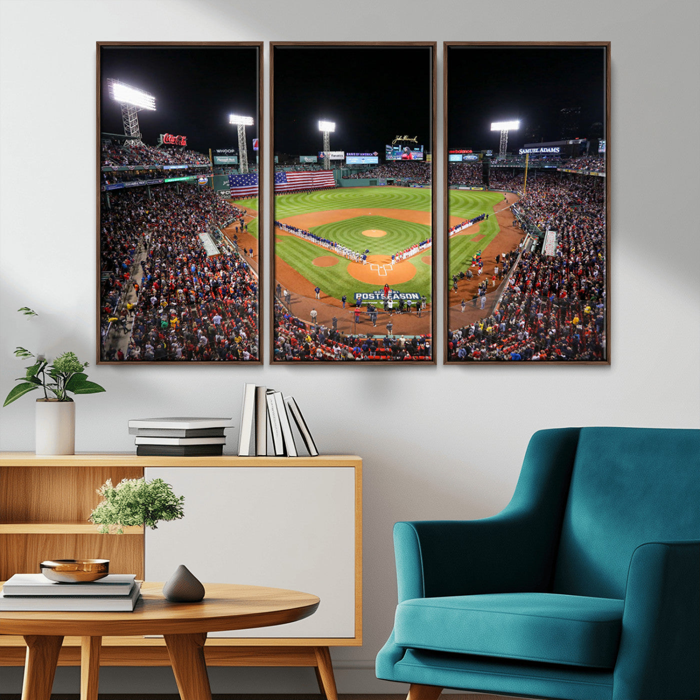 47365-MGV-CV-36X24-Fenway Park Stadium Wall Art Canvas Print, Framed Boston Baseball Stadium Art Picture Print, MLB Stadium Field Perfect Sport Room