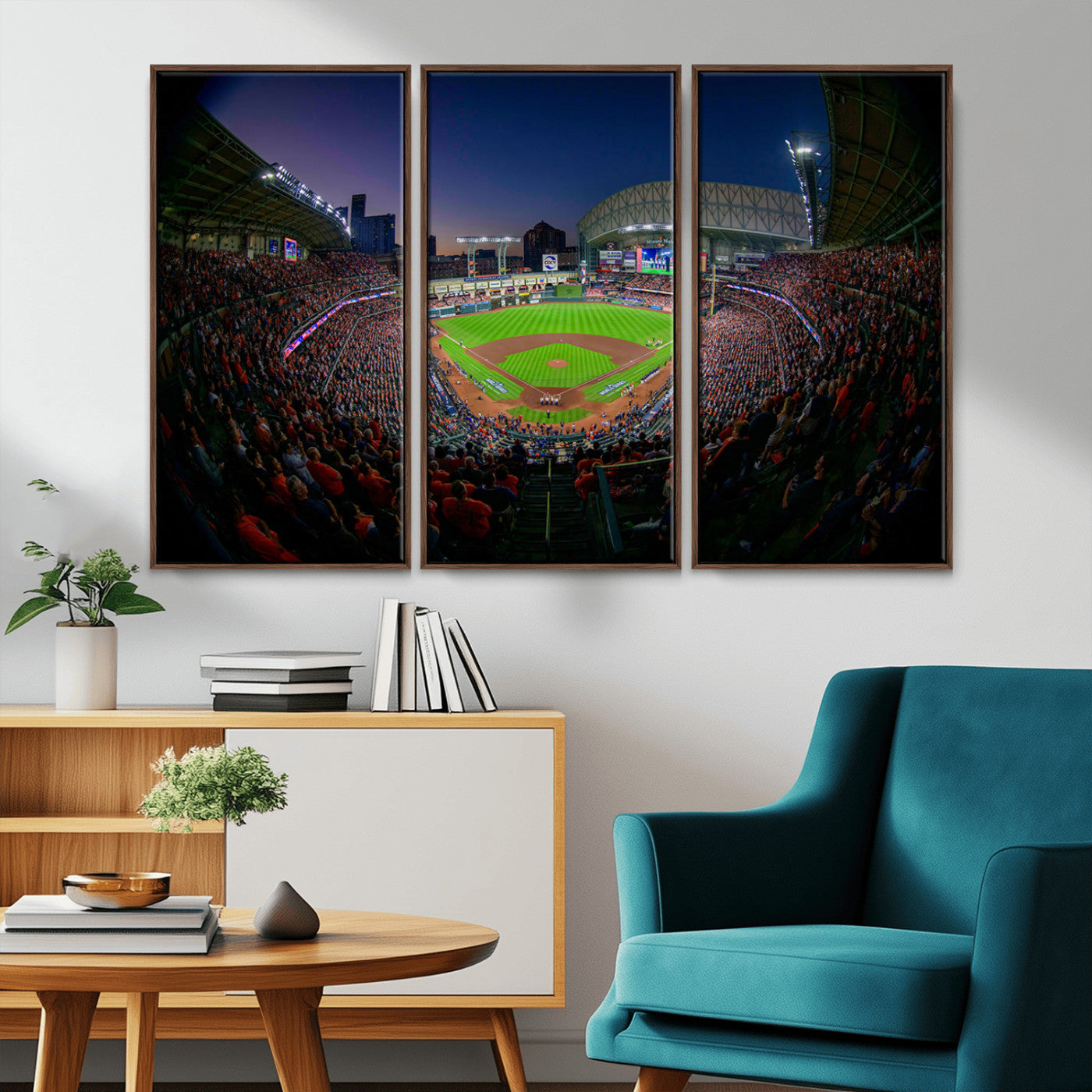 44322-MGV-CV-36X24-Minute Maid Park Wall Art Canvas Print, Framed Houston Astros Stadium Art Picture Print, Houston Astros Field Perfect Sports Room