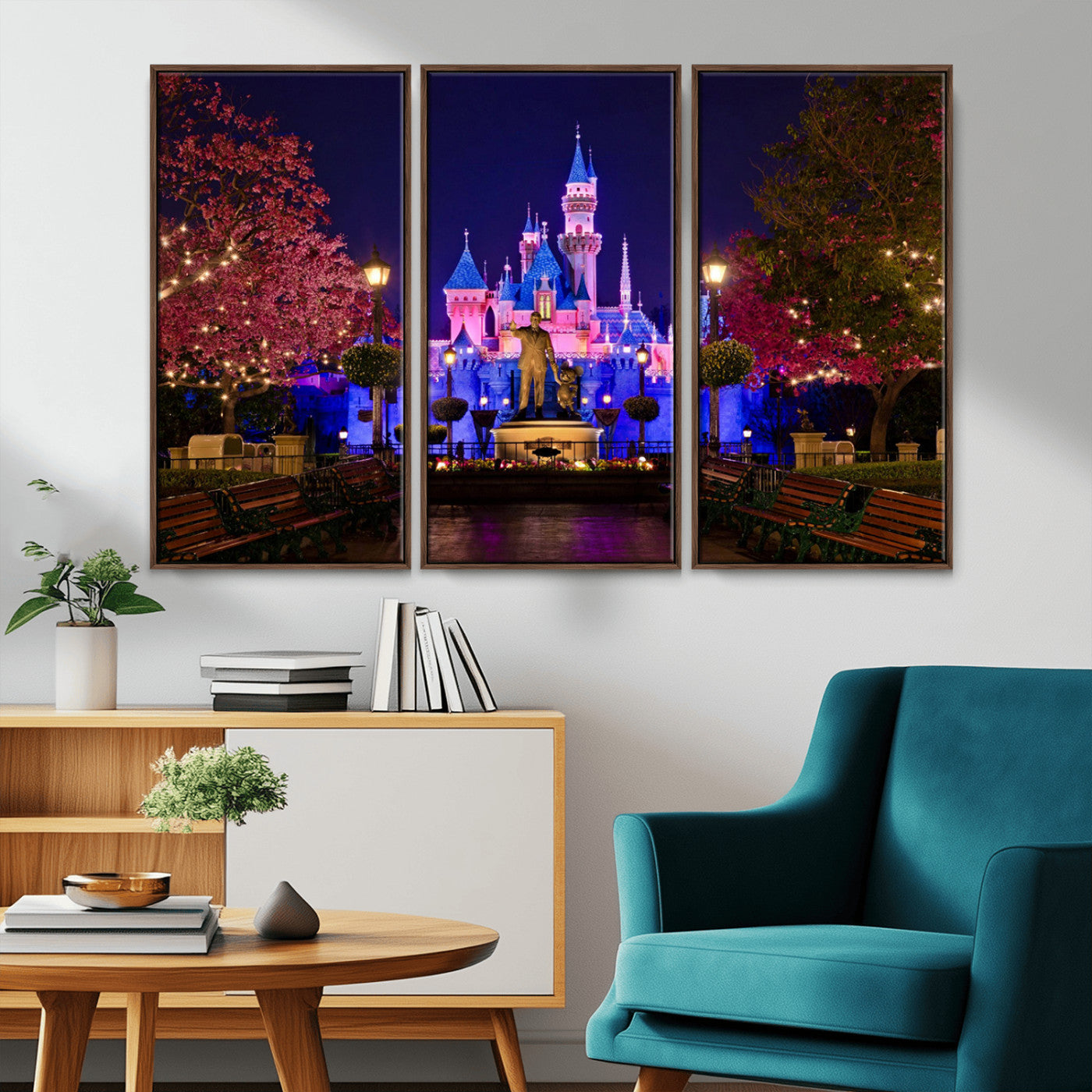 79435-MGV-CV-36X24-Disney Castle Wall Art Canvas Print, Framed Magic Kingdom Art Picture Print, Disney World Perfect Child Room Decor Artwork
