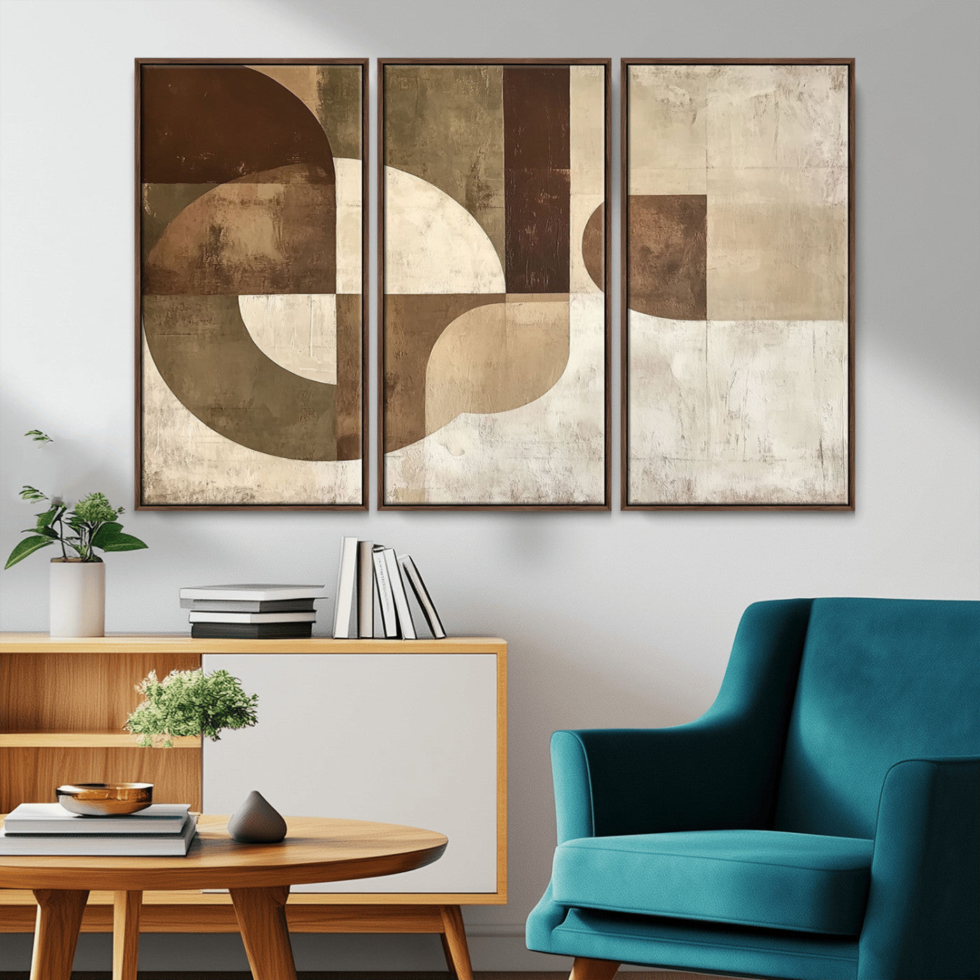 59767-MGV-CV-36X24-Abstract Geometric Shapes Wall Art – Modern Minimalist Canvas Print, Neutral Brown Beige Tan Artwork for Living Room, Bedroom,