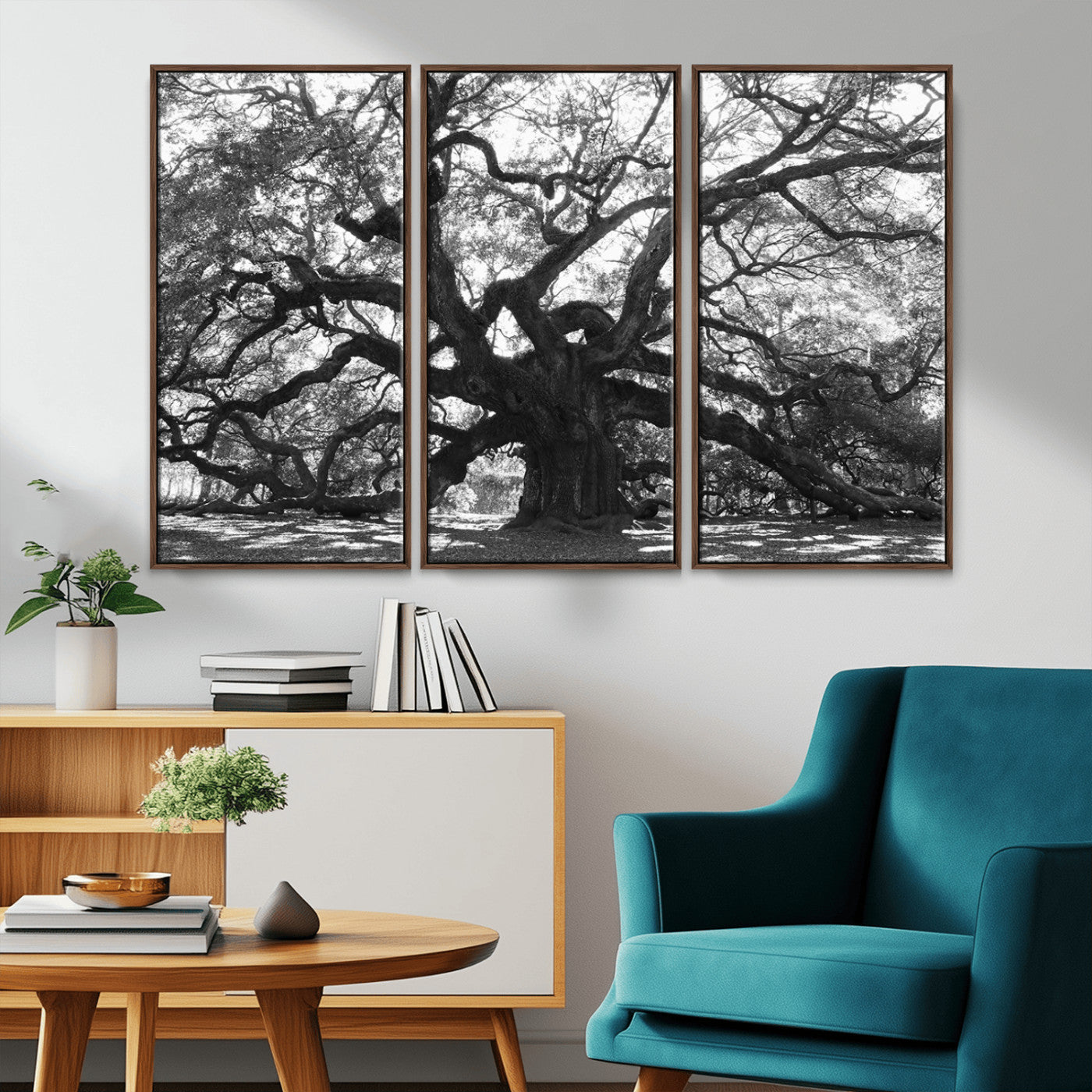 81655611-MGV-CV-36X24-Ancient Oak Wall Art Canvas Print, Framed Twisted Branches Art Picture Print, Gnarled Tree Perfect Moody Nature Decor Artwork