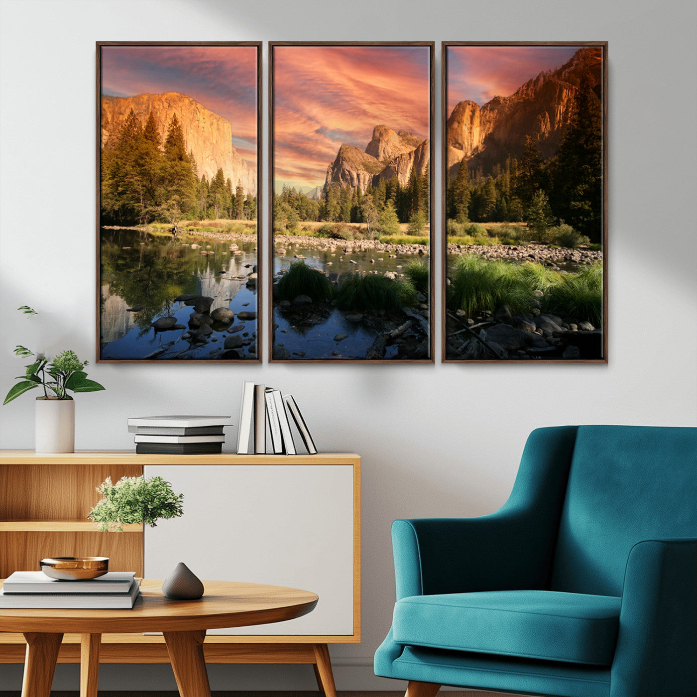 31199457-MGV-CV-36X24-Yosemite Valley Wall Art Canvas Print, Framed El Capitan Art Picture Print, Sunset Sky Perfect Vibrant Western Decor Artwork