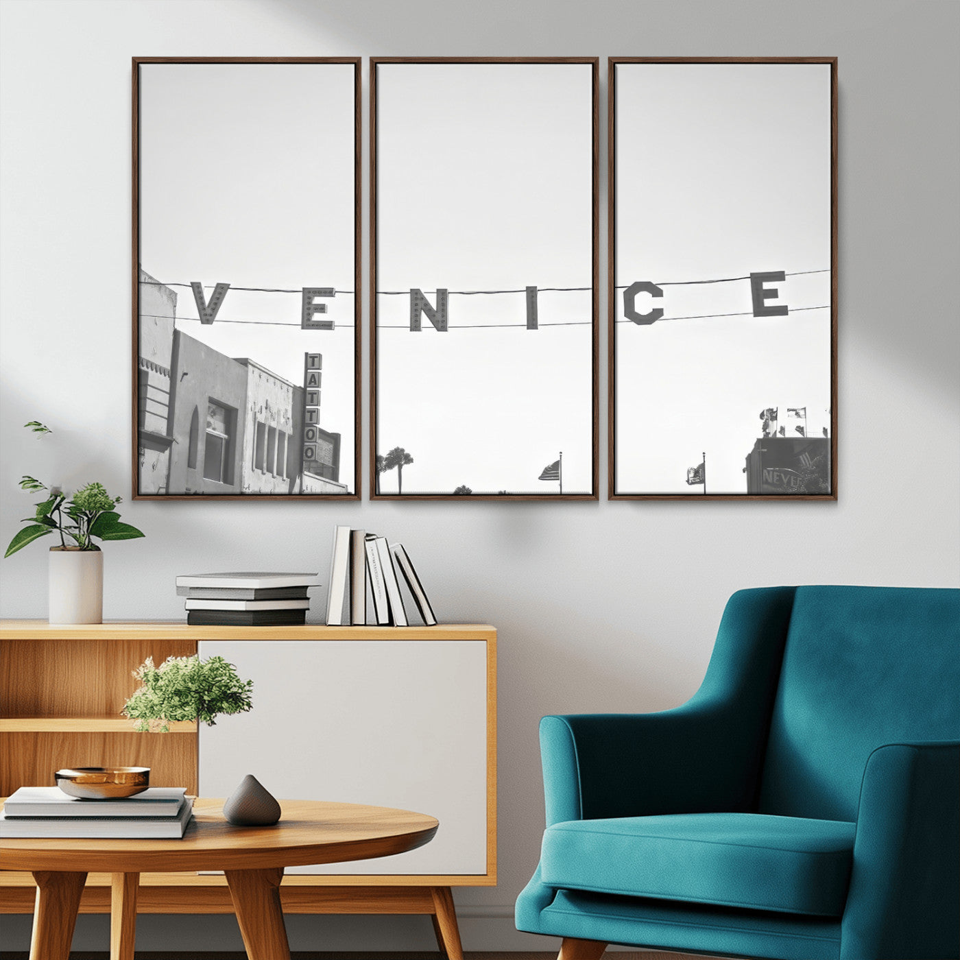 68254589-MGV-CV-36X24-Venice Sign Wall Art Canvas Print, Framed Venice Letters Art Picture Print, Los Angeles Perfect Minimalist Urban Decor Artwork