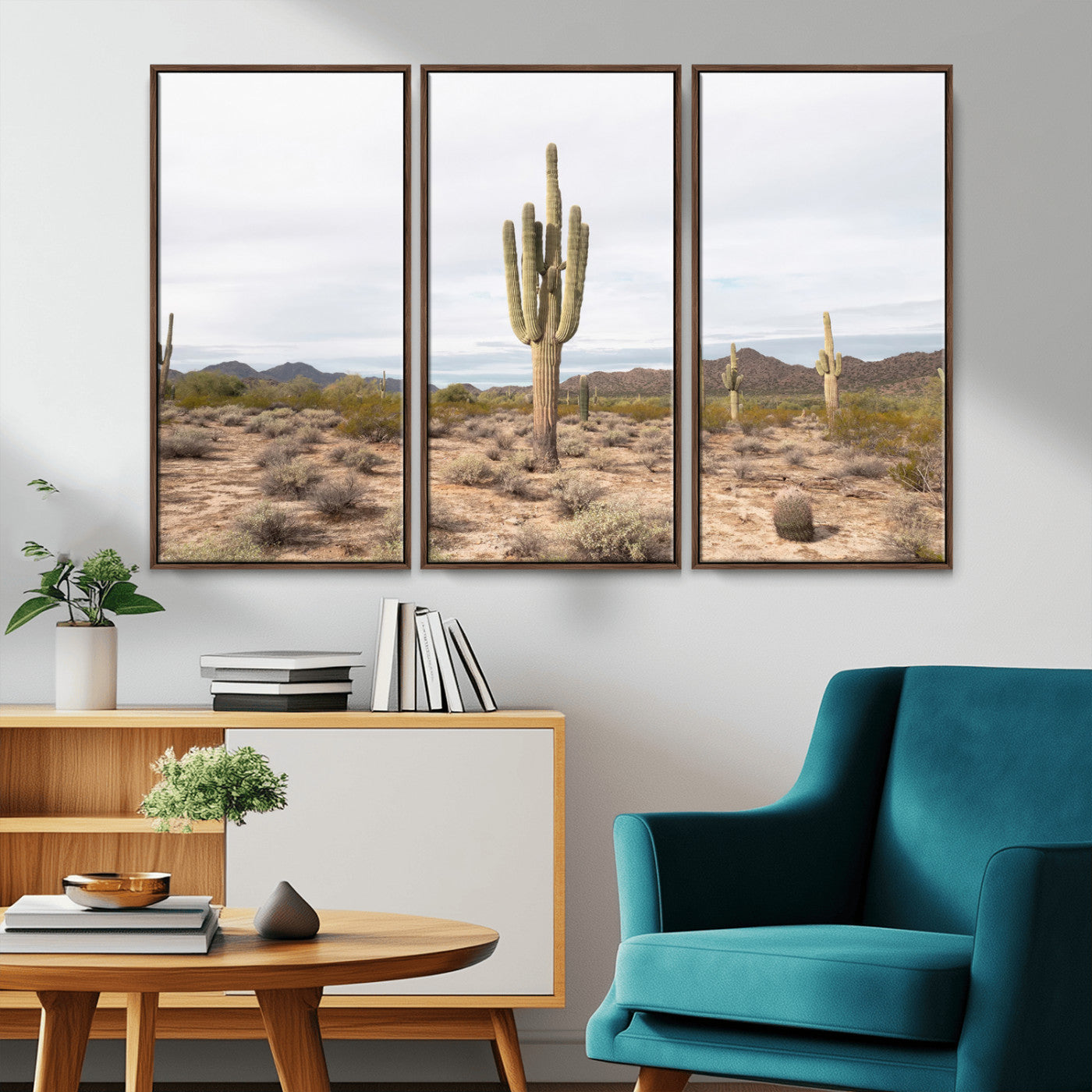 96147924-MGV-CV-36X24-Saguaro Cactus Wall Art Canvas Print, Framed Desert Cactus Art Picture Print, Earthy Desert Perfect Southwestern Boho Decor