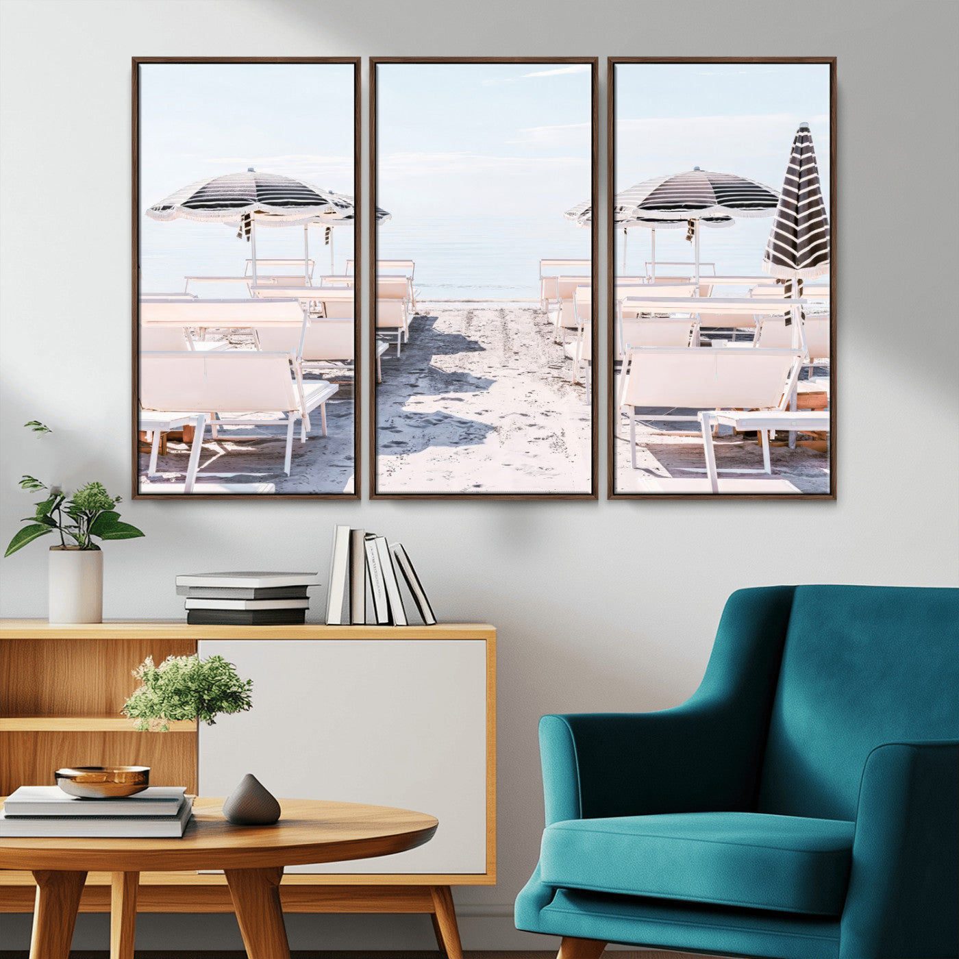 67623952-MGV-CV-36X24-Minimalist Beach Wall Art Canvas Print, Framed Pastel Sand Art Picture Print, Beach Aesthetic Perfect Coastal Minimalist Decor