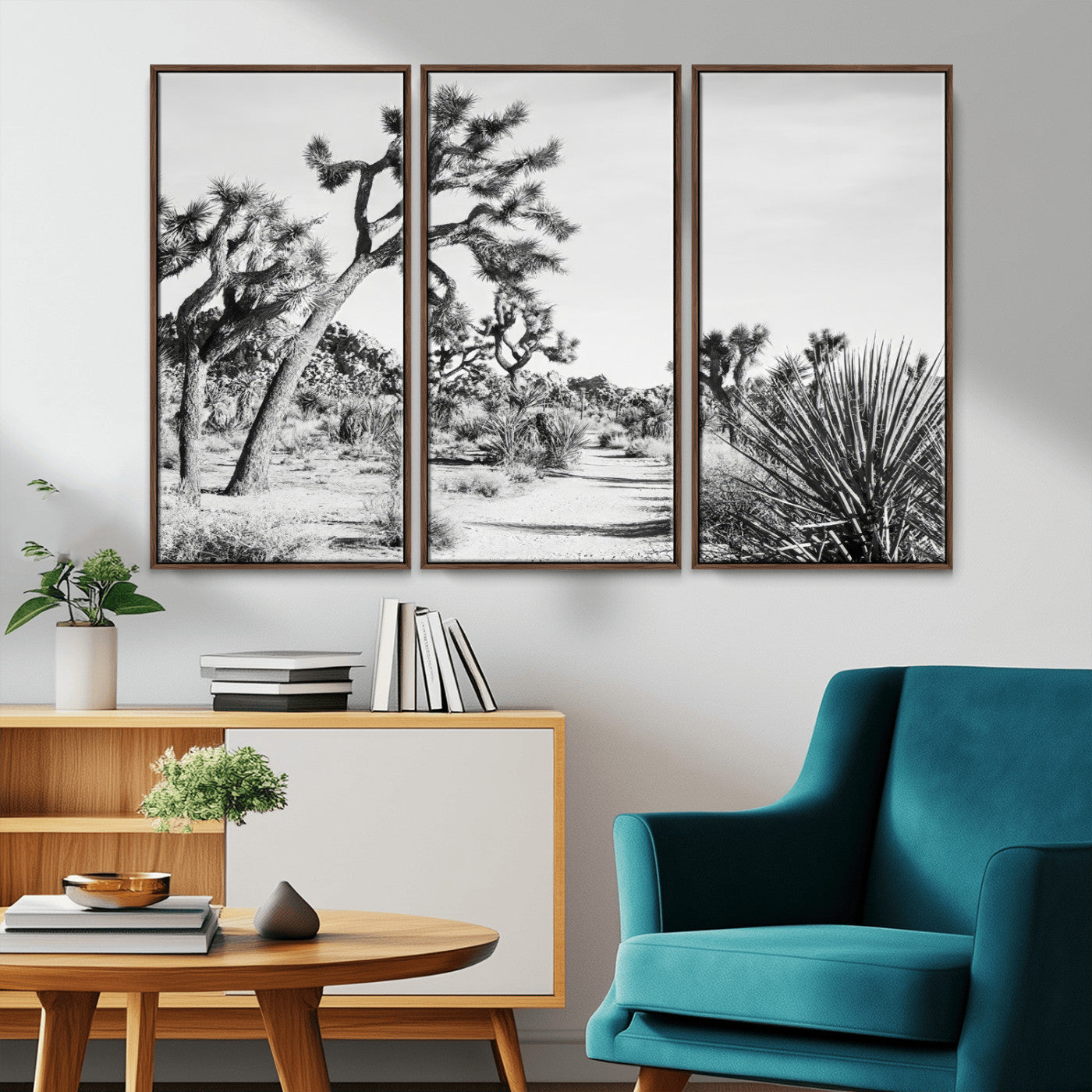 88164251-MGV-CV-36X24-Joshua Tree Wall Art Canvas Print, Framed Desert Path Art Picture Print, Monochrome Desert Perfect Minimalist Desert Decor Artwork