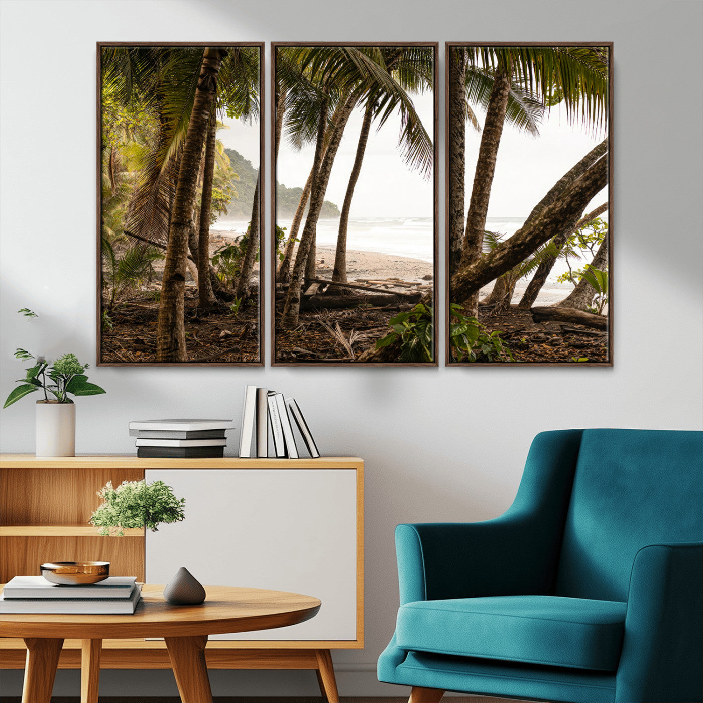 92093951-MGV-CV-36X24-Tropical Jungle Wall Art Canvas Print, Framed Palm Tree Forest Art Picture Print, Coastal Escape Perfect Jungle Retreat Decor