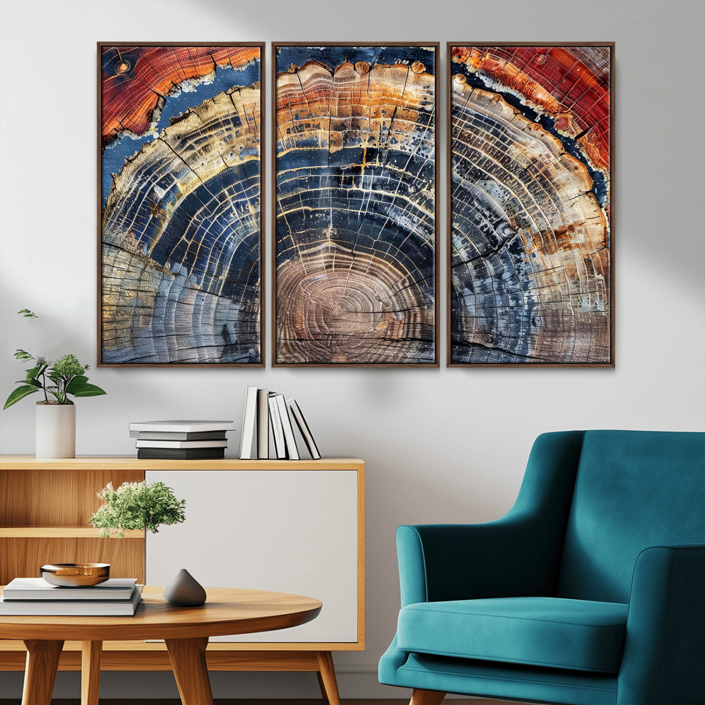 38987581-MGV-CV-36X24-Tree Ring Art Wall Art Canvas Print, Framed Rustic Wall Decor Art Picture Print, Nature Grain Print Perfect Modern Rustic Decor