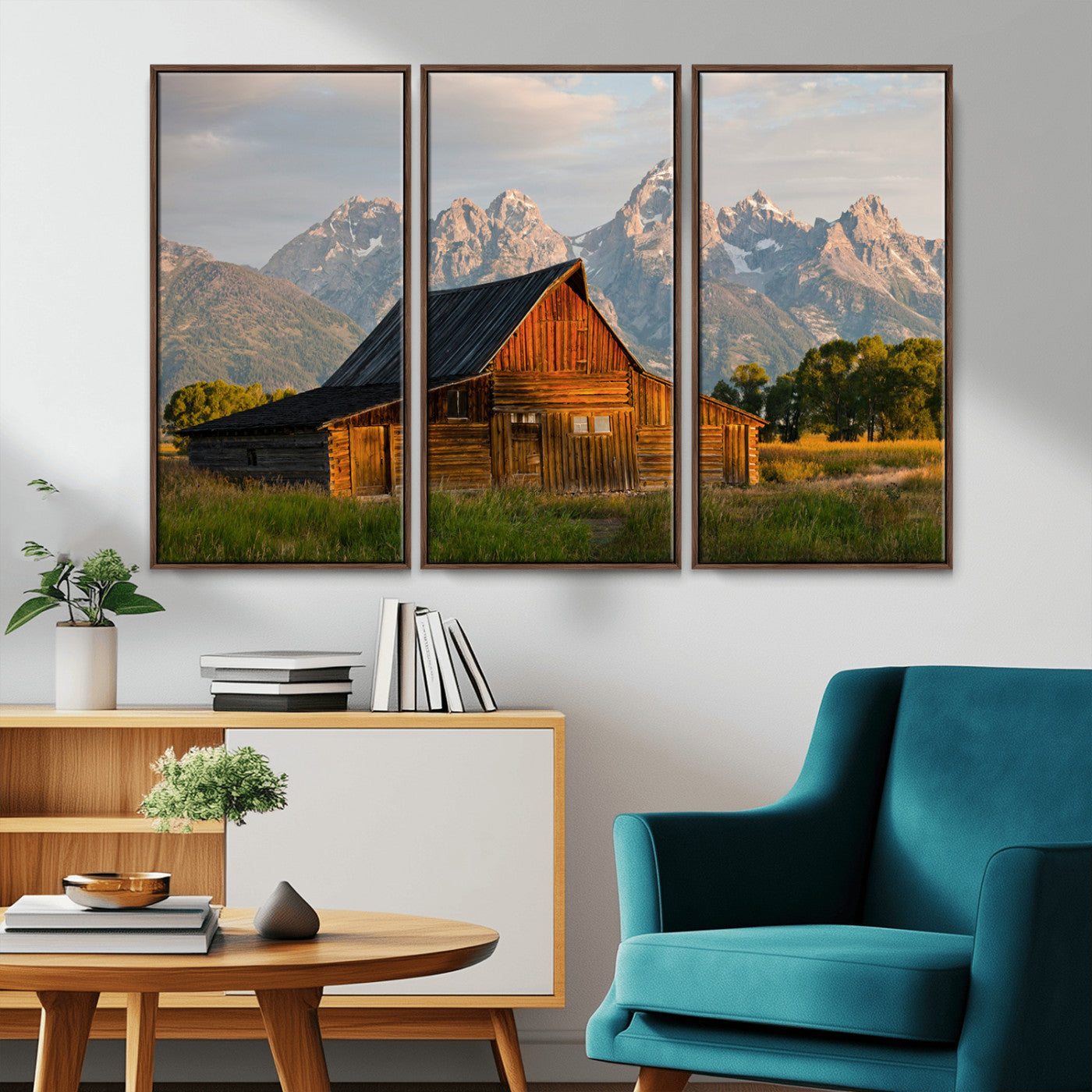 31771014-MGV-CV-36X24-Rustic Barn Wall Art Canvas Print, Framed Western Landscape Art Picture Print, Farmhouse Style Perfect Rustic Farmhouse Decor