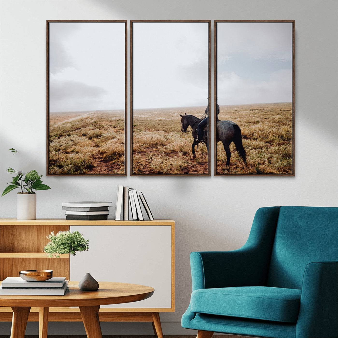 57597730-MGV-CV-36X24-Cowboy Wall Art Wall Art Canvas Print, Framed Western Canvas Art Picture Print, Rustic Ranch Scene Perfect Rustic Western Decor