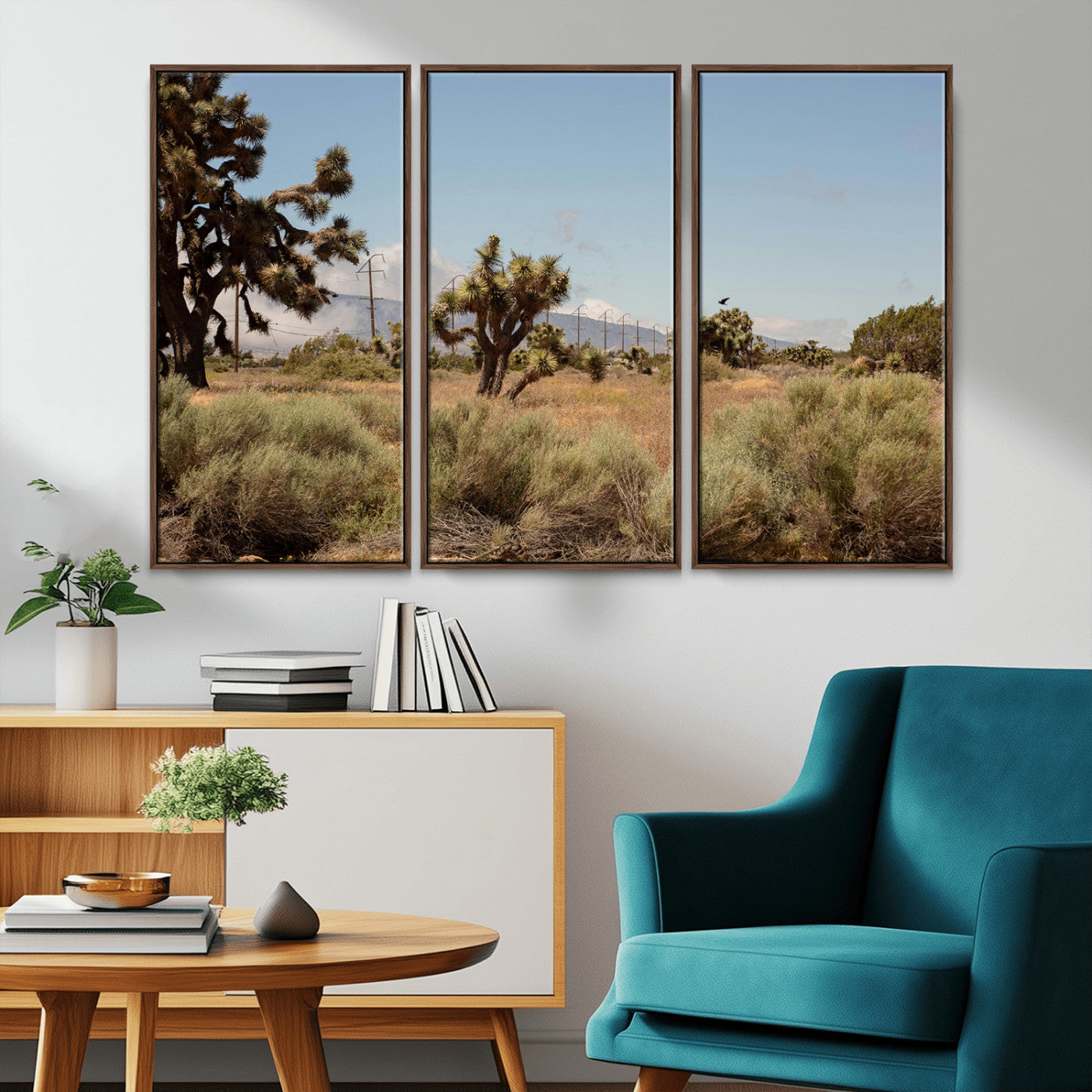 16114018-MGV-CV-36X24-Joshua Tree Wall Art Canvas Print, Framed Desert Landscape Art Picture Print, Mountain Horizon Perfect Southwestern Boho Decor