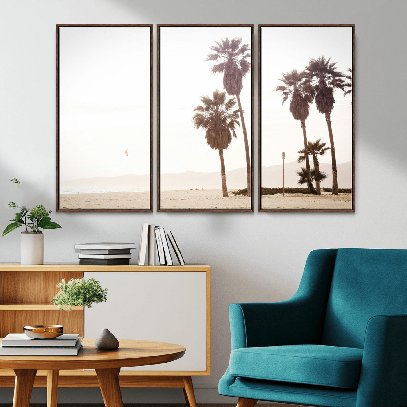 48255923-MGV-CV-36X24-Coastal Light Wall Art Canvas Print, Framed Relaxing Shoreline Art Picture Print, Minimalist Ocean Perfect Tropical Serenity Decor