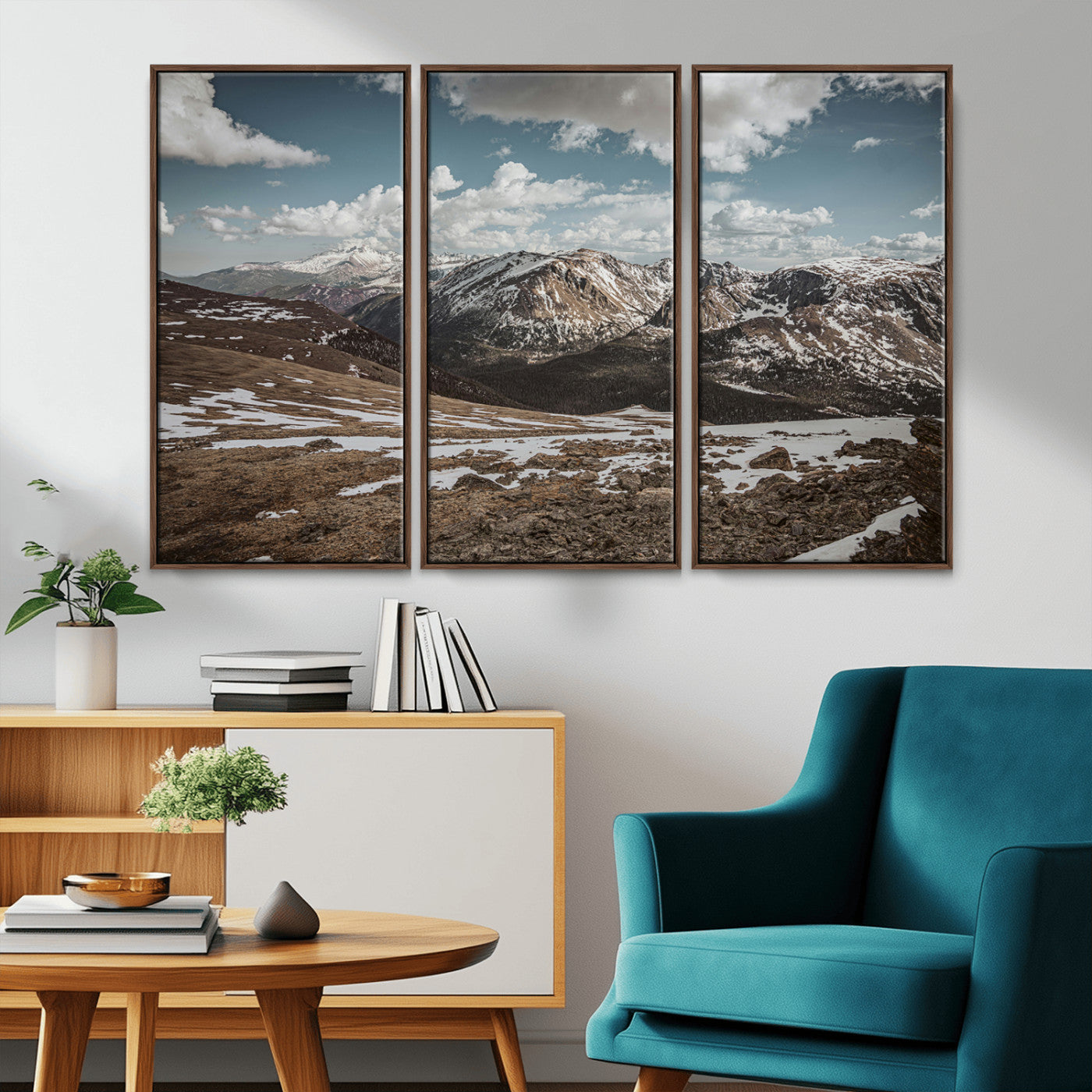 44565953-MGV-CV-36X24-Mountain Landscape Wall Art Canvas Print, Framed Snowy Peaks Art Picture Print, Rugged Highlands Perfect Rustic Adventure Decor